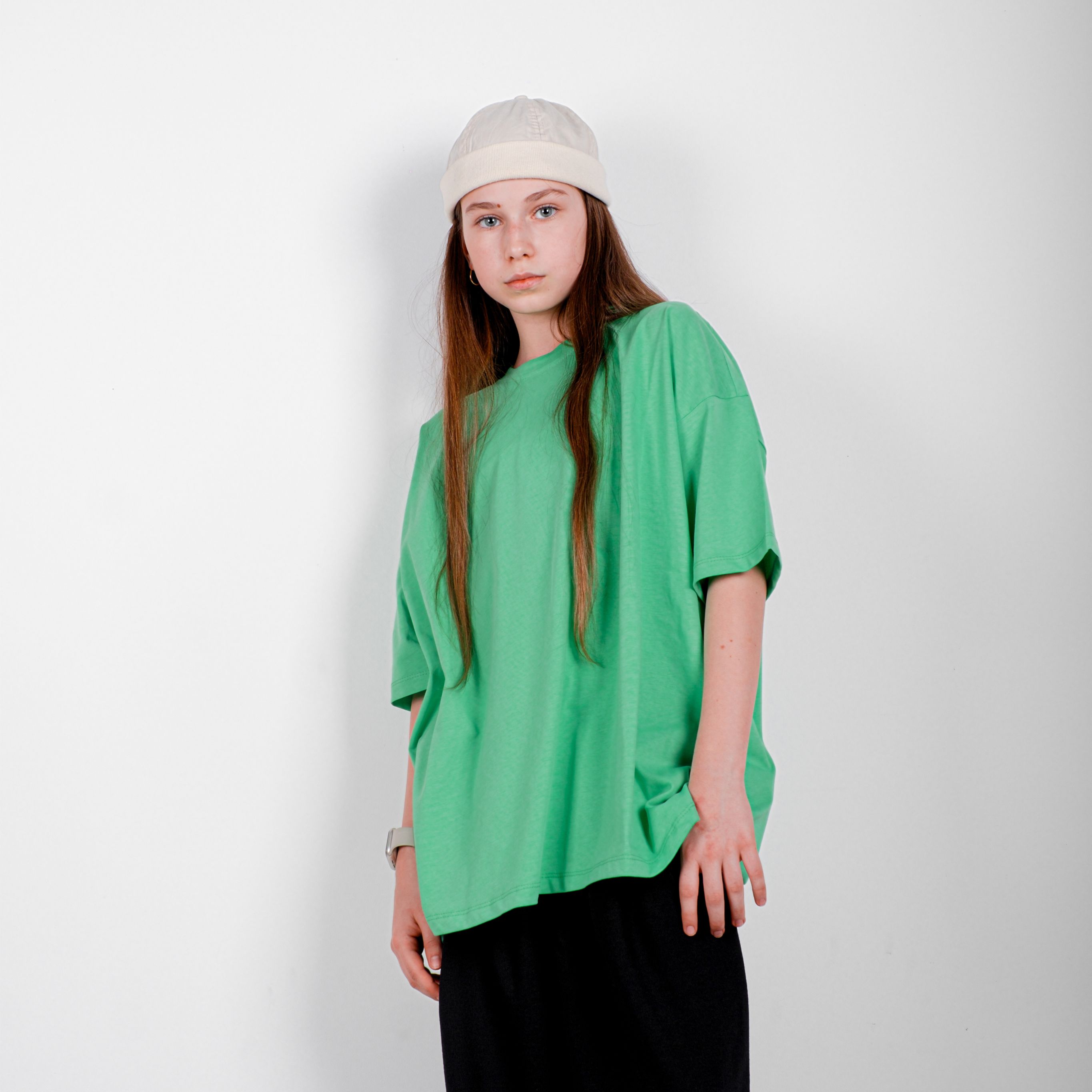 StreetKids Oversize Tişört – Yeşil | Çocuk ve Genç - Kız (150-180 cm)