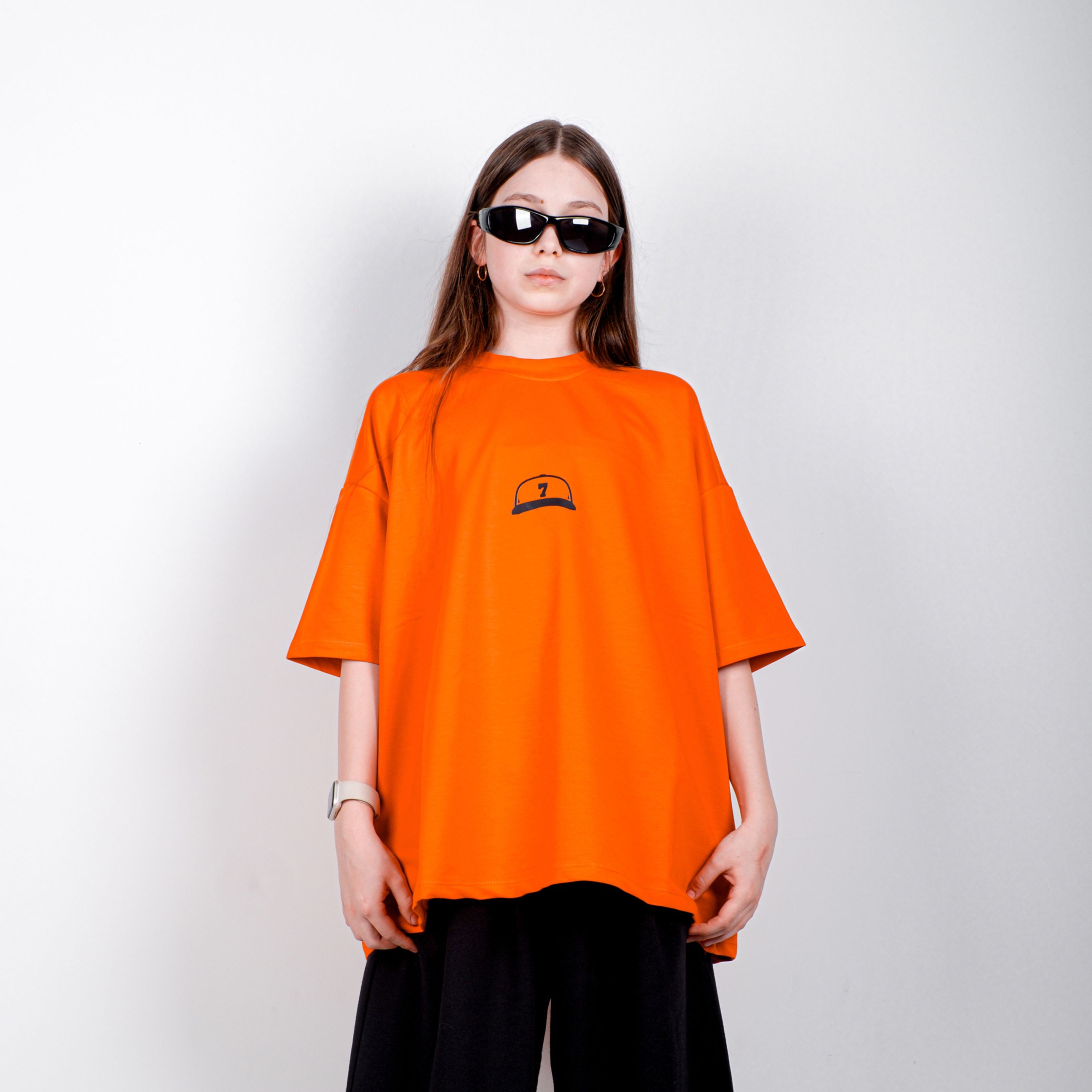 StreetKids Oversize Tişört – Turuncu | Çocuk ve Genç - Kız (150-180 cm)