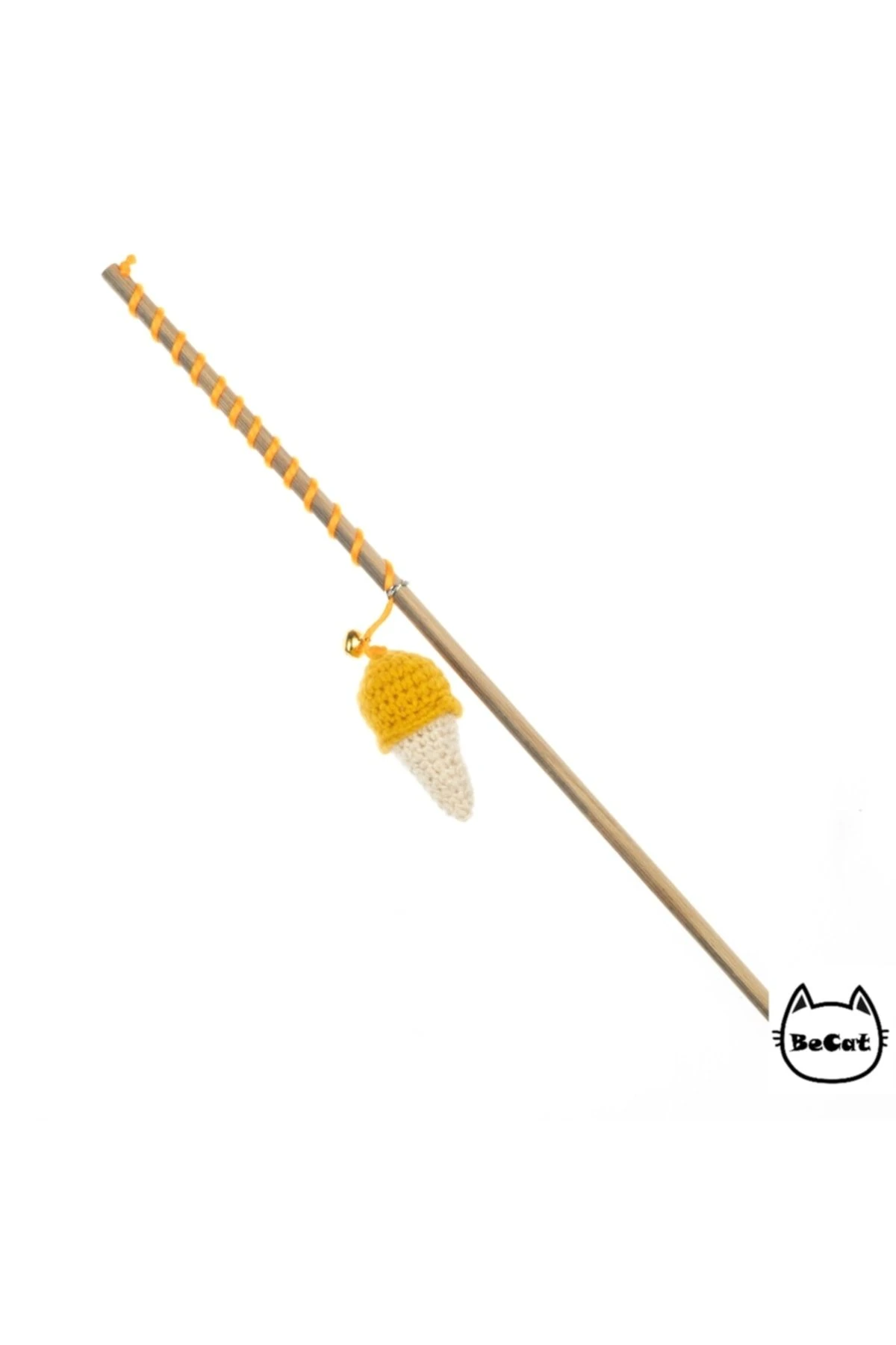 Örgü Amigurimi Dondurmalı Kedi Oltası Oyuncağı Çanlı