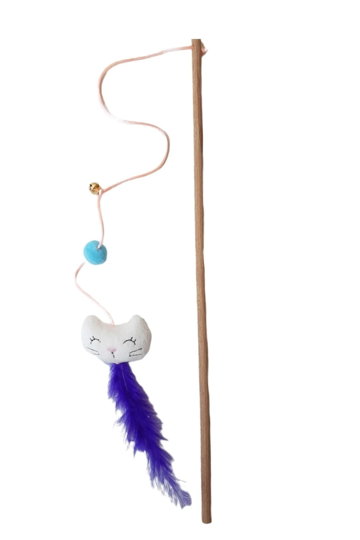 Sesli Kedi Oltası Peluş Oyuncak Uyuyan Kedi Figürlü - Beyaz