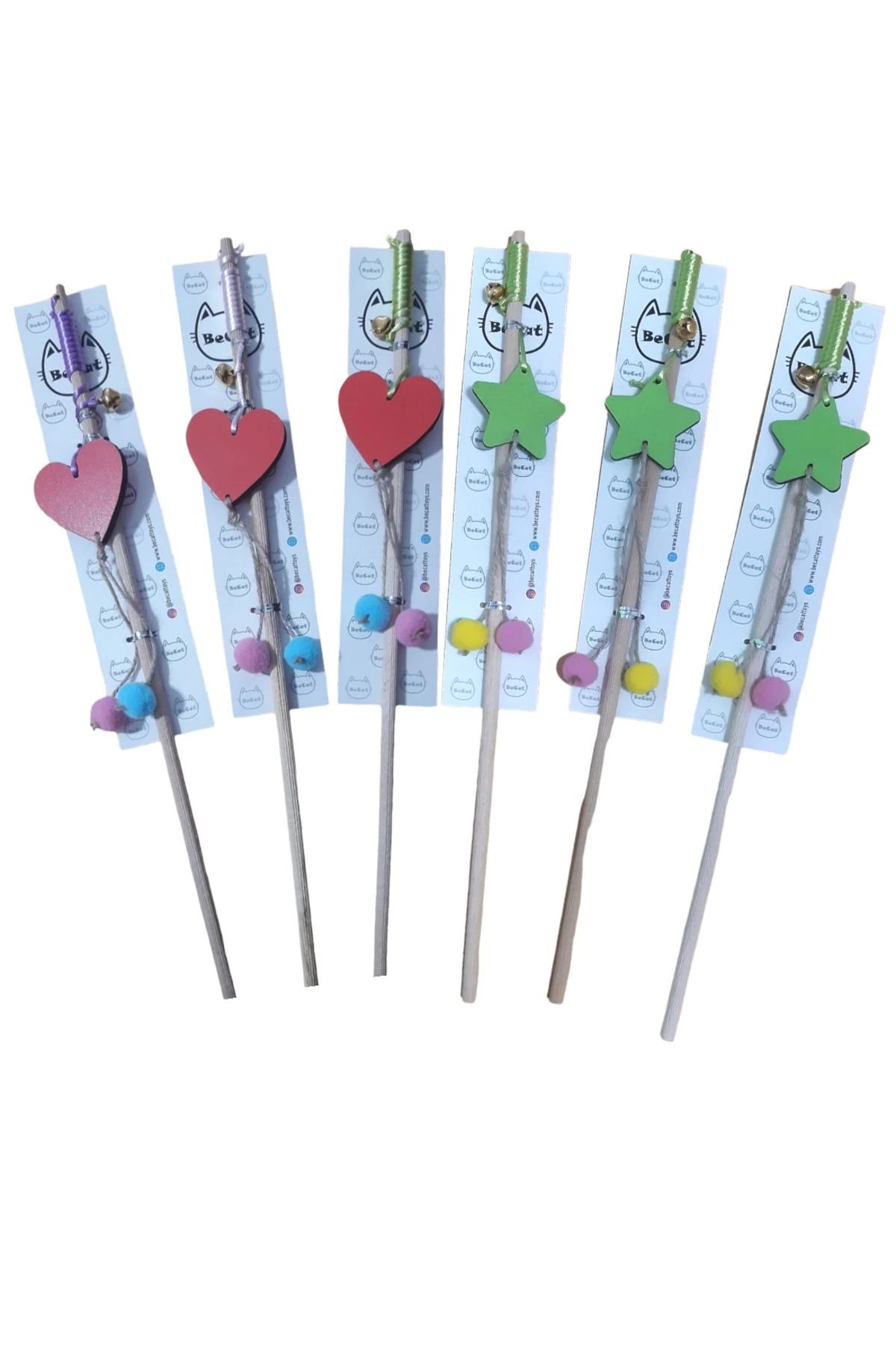 KEDİ OLTASI KALP VE YILDIZ LAZER KESİM 6 ADET