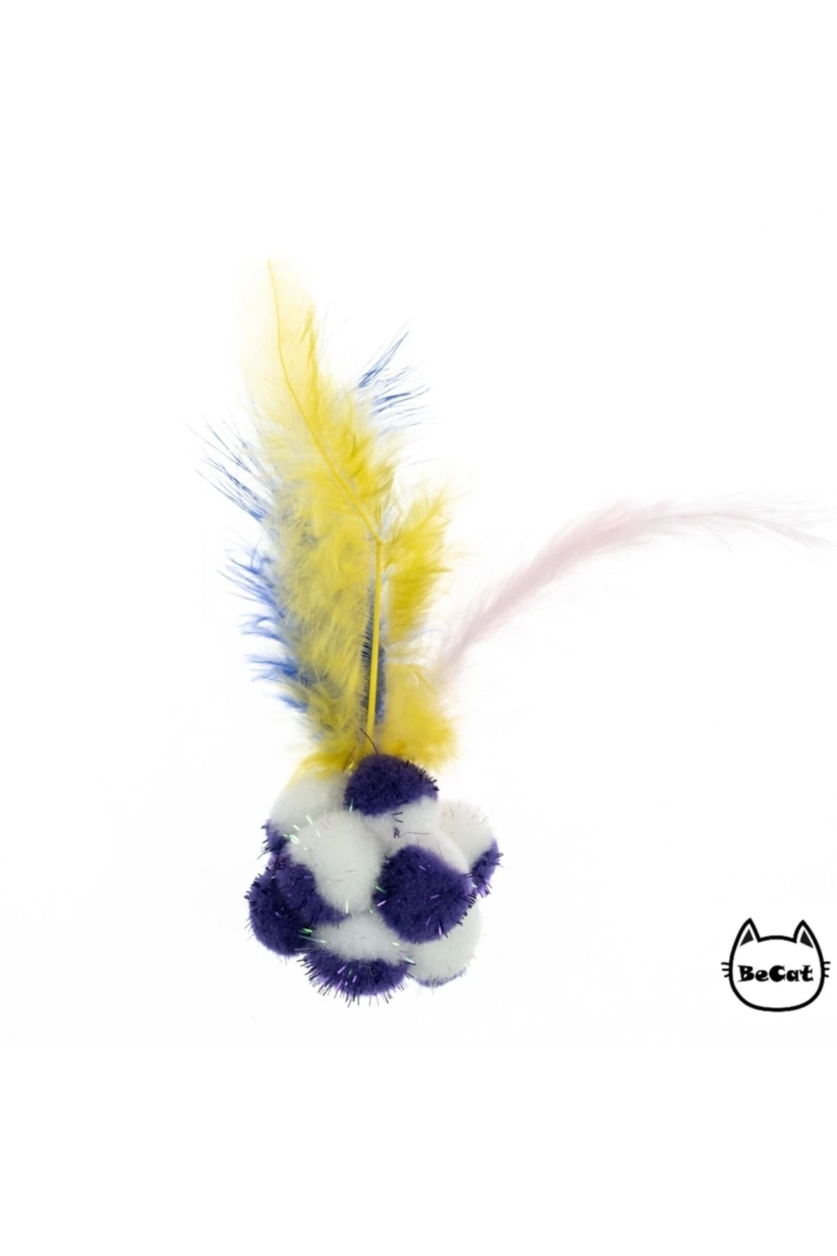 Simli Ponponlu Tüylü Kedi Oyun Topu