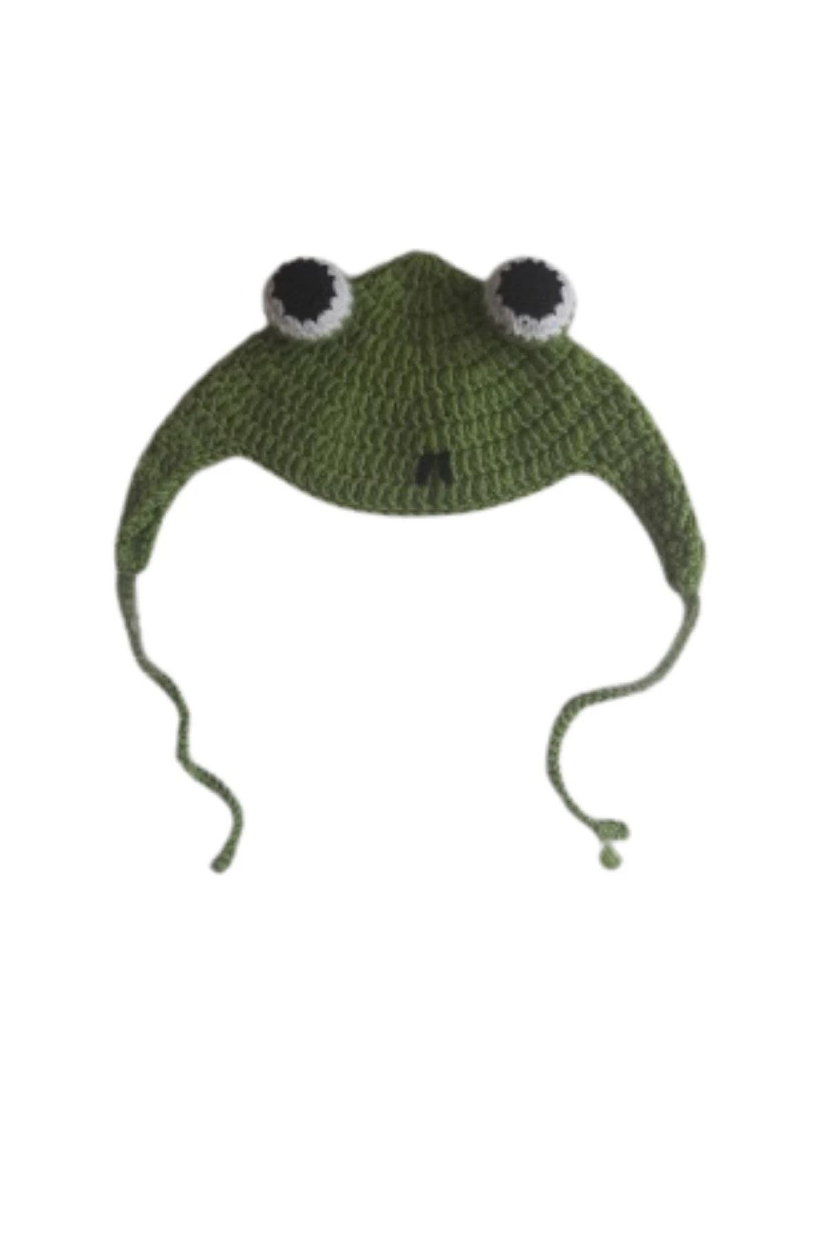 Kedi Başlığı & Şapka Aksesuarı Örgü Yeşil Kurbağa