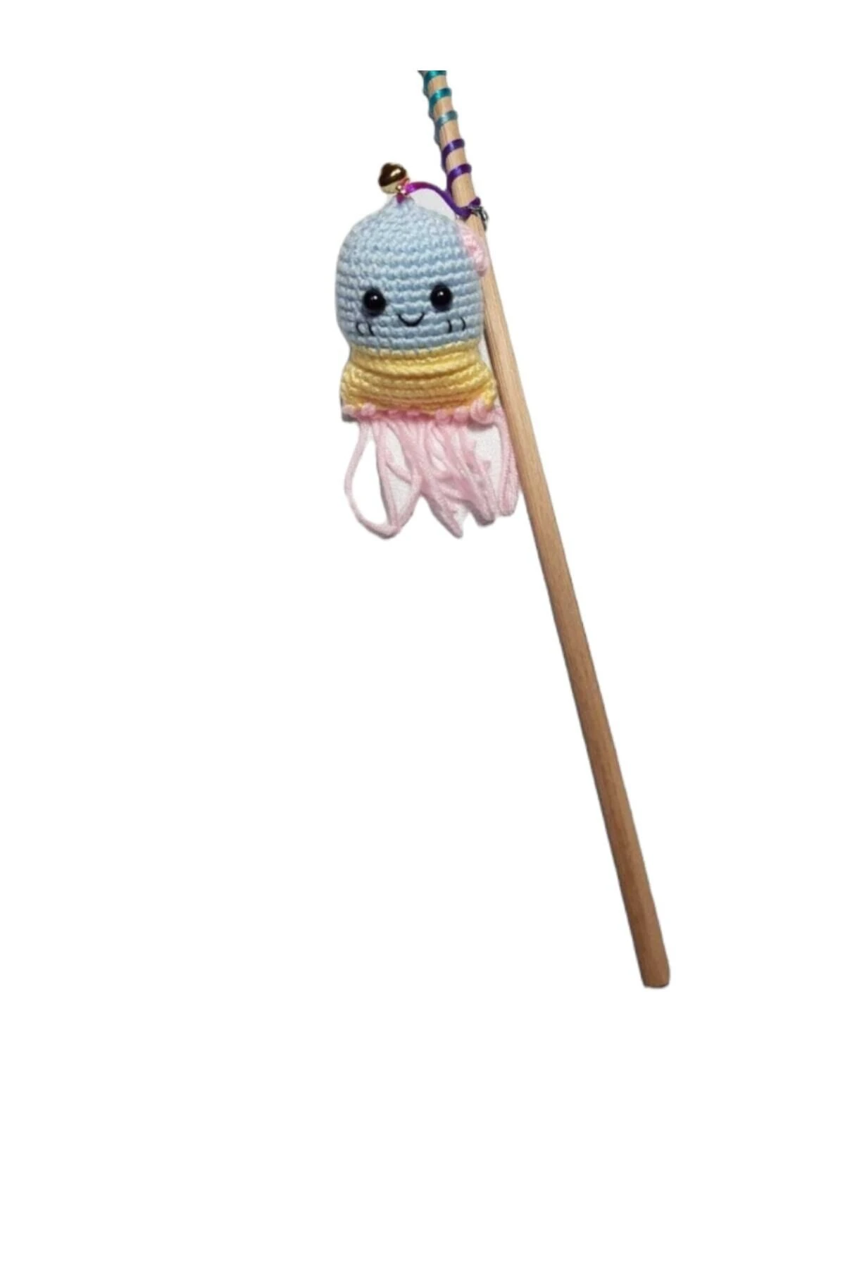 Püsküllü Amigurimi Hayvan Figürlü Çanlı Kedi Oltası