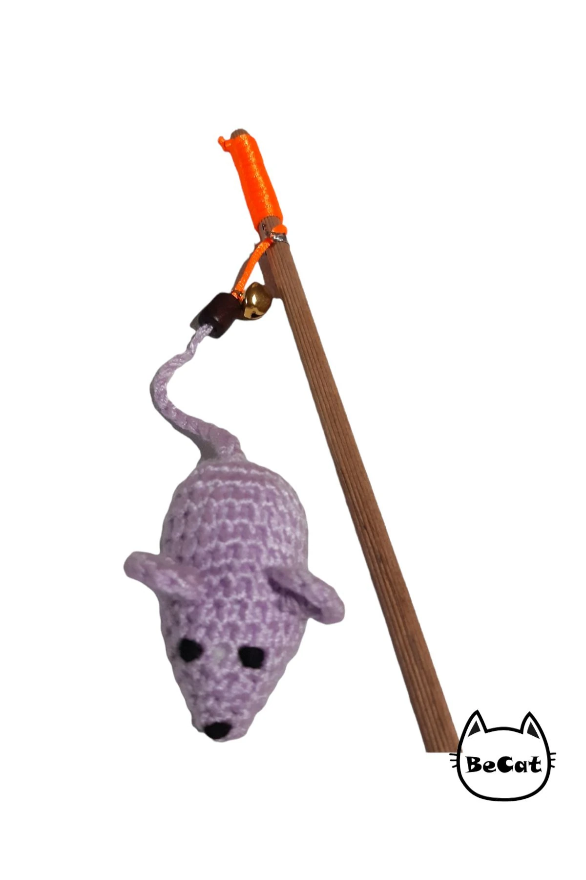 Fare Oyuncaklı Amigurimi Sesli Kedi Oltası Oyuncağı -lila