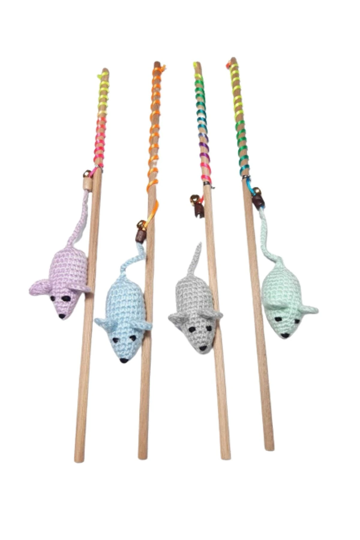 Amigurimi Fare Figürlü Çanlı Kedi Oltası-5'li Paket