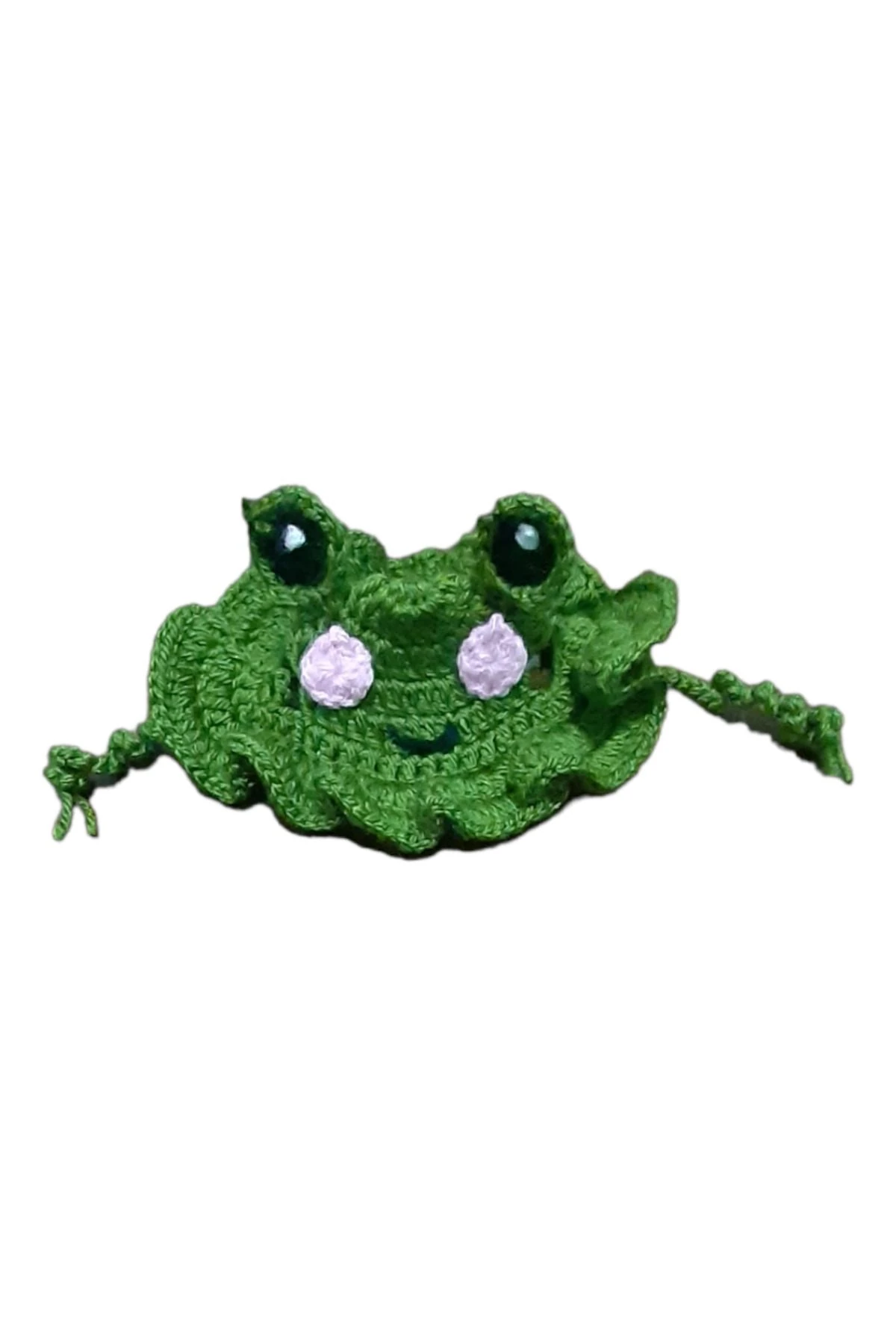 Kedi Fırfırlı Pembe Yanaklı Yeşil Kurbağa Şabkası