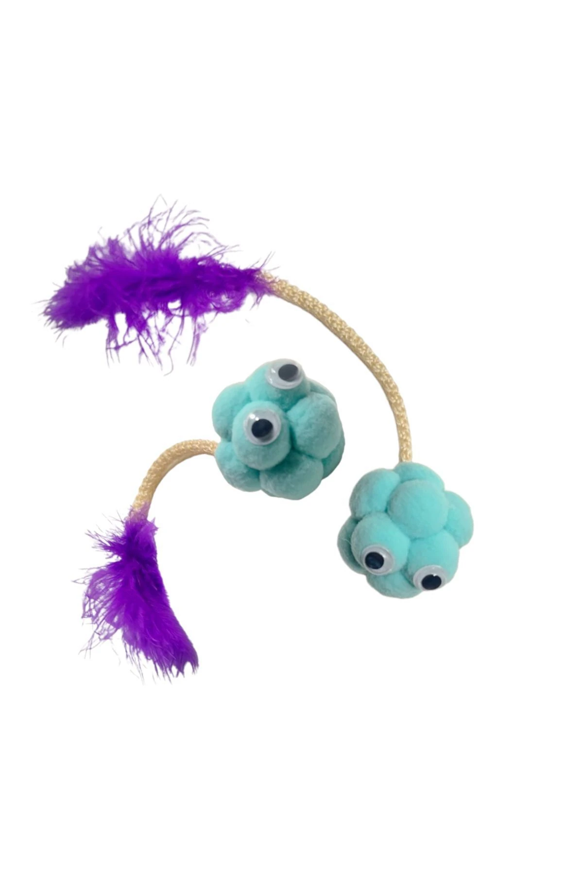 Renkli Ponponlu Kedi Oyun Topu