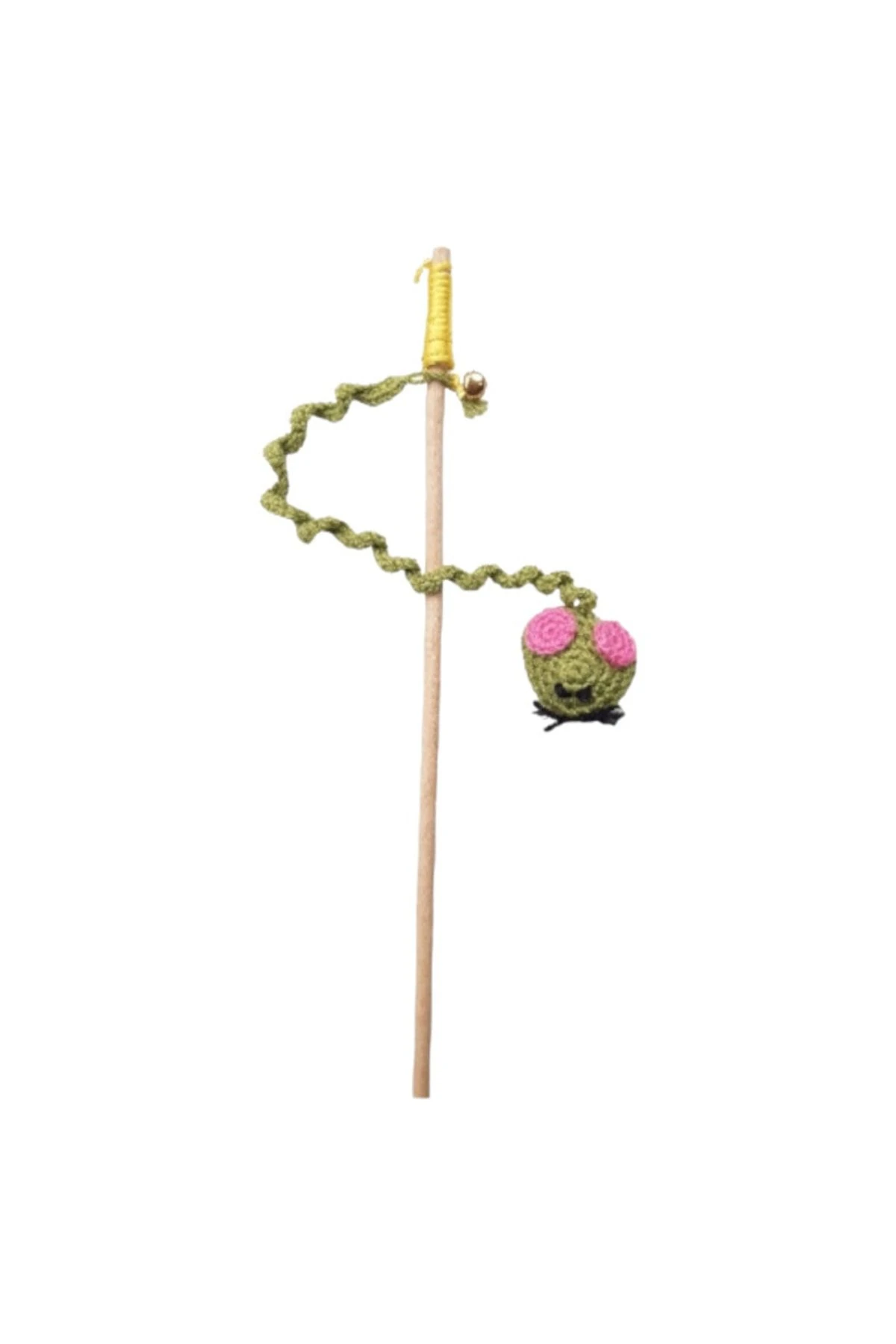 El Yapımı Örgü Yeşil Kedi Oltası Oyuncağı