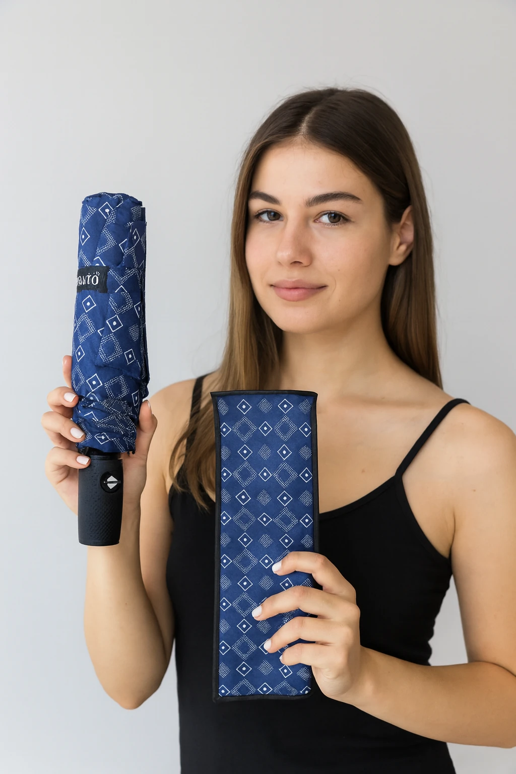 Yeni Geometrik Buz Mavi Şemsiye Otomatik Full Fonksiyon Acma Kapama Fiber Tel Kaliteli Şemsiye 01 S