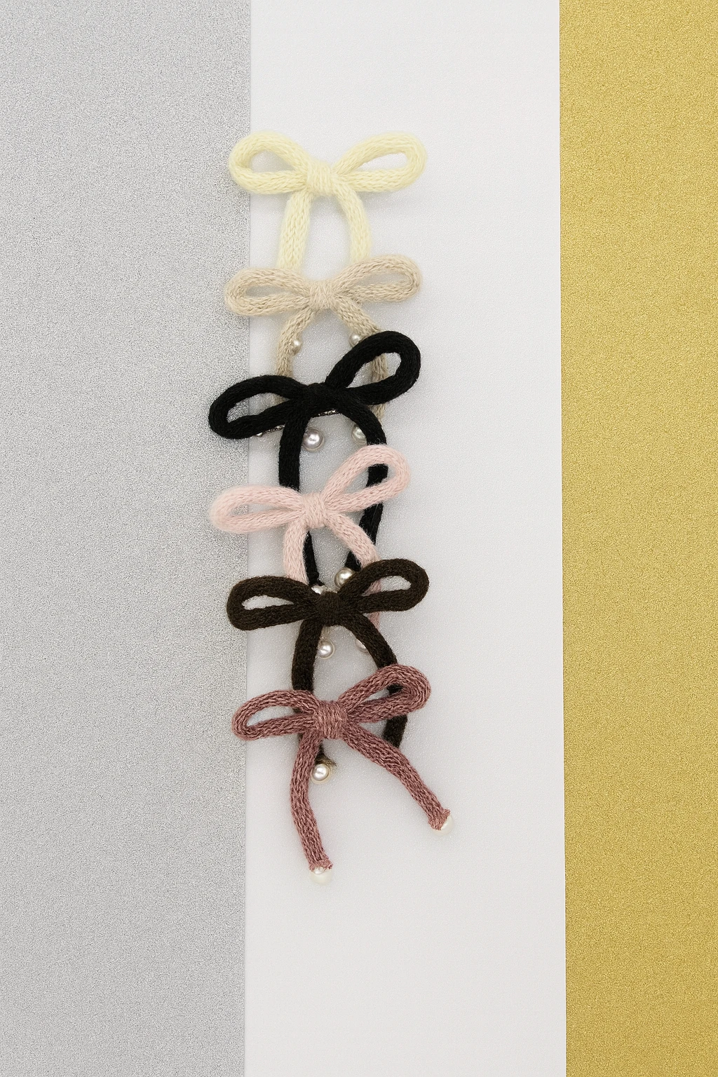 Örgülü Fiyonk İnci Klips 6'lı Toka Seti