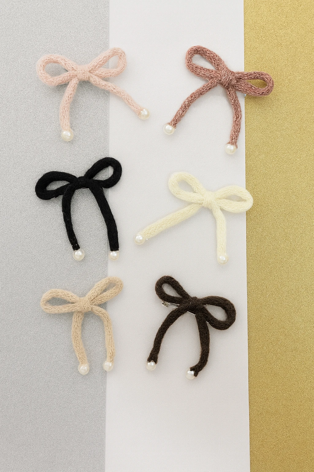 Örgülü Fiyonk İnci Klips 6'lı Toka Seti