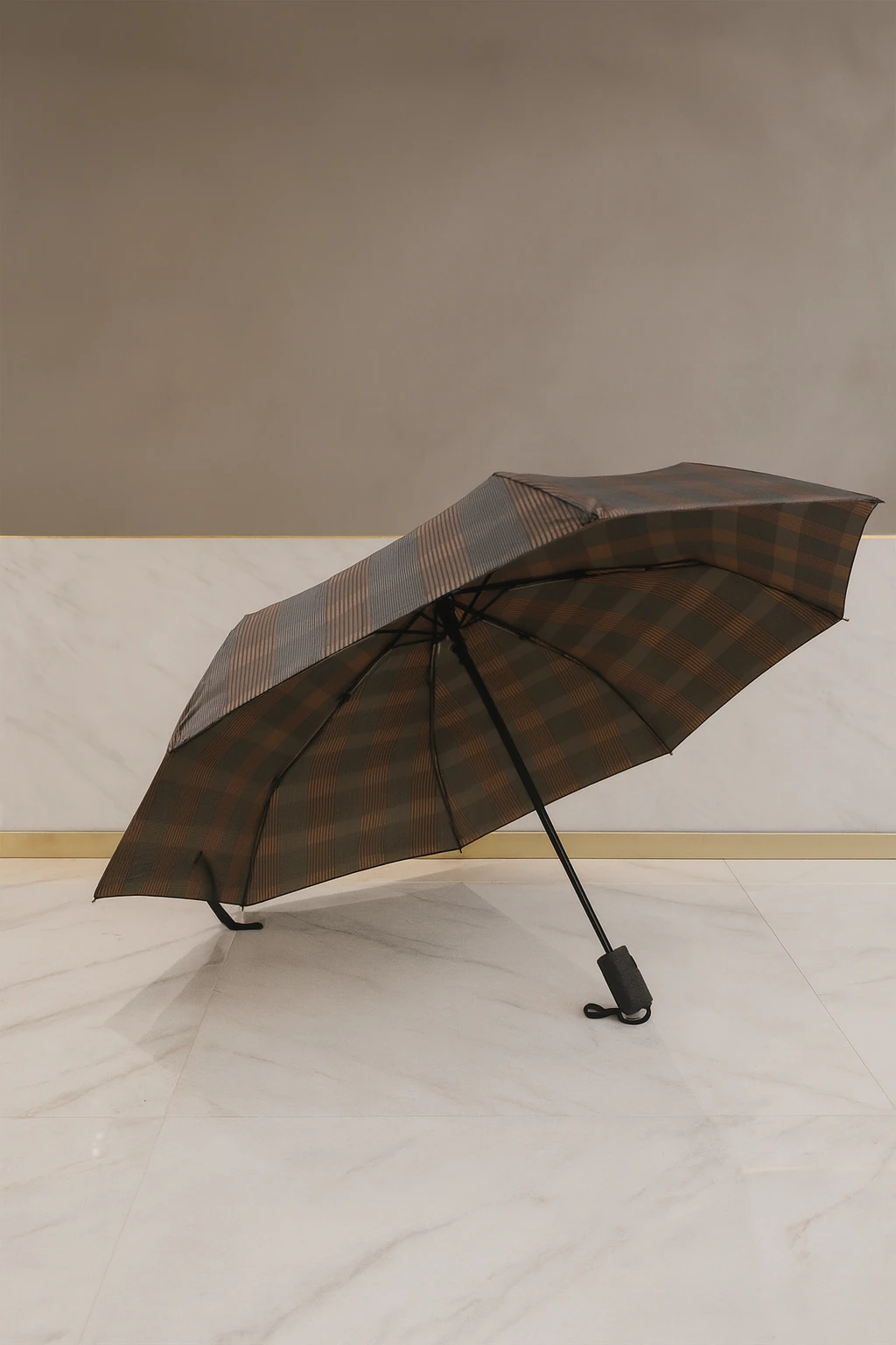 Çizgili Ekoseli Otomatik Full Fonksiyon Açma Kapama Fiber Tel Kılıflı Desenli Kaliteli Lüx Şemsiye 16