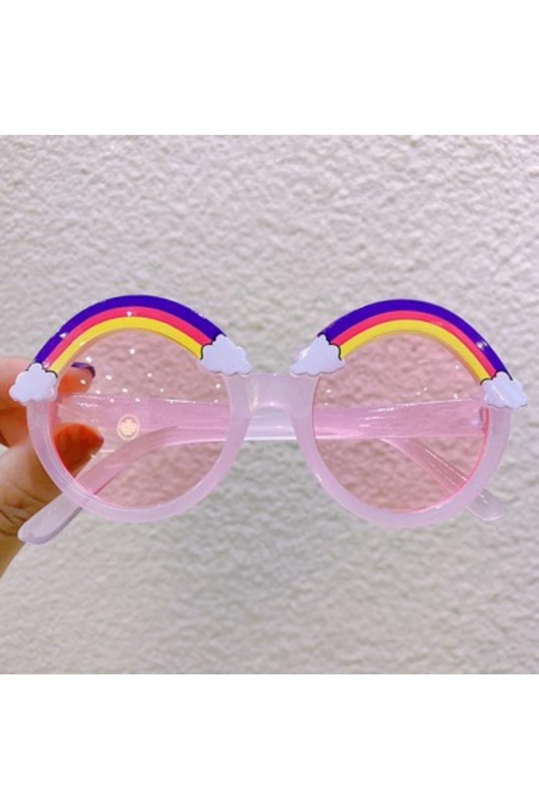  Gökkuşağı Figürlü Uv400 Korumalı Çocuk Güneş Gözlüğü  - Pembe