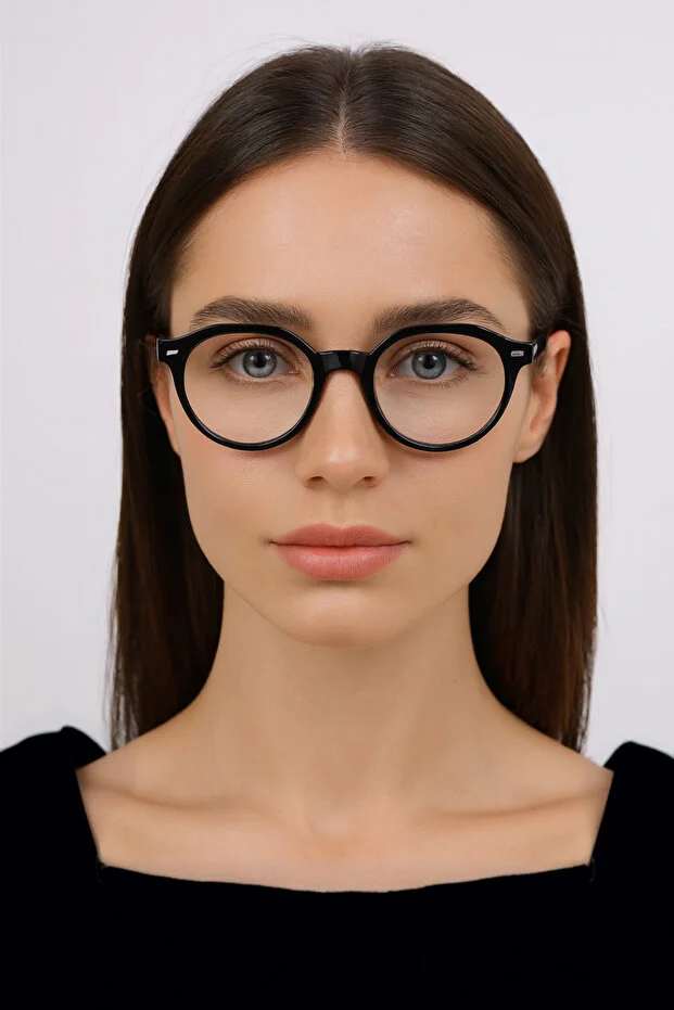 Pentini Oval Unisex Mavi Işık Filtreli Gözlük - Şeffaf / Siyah