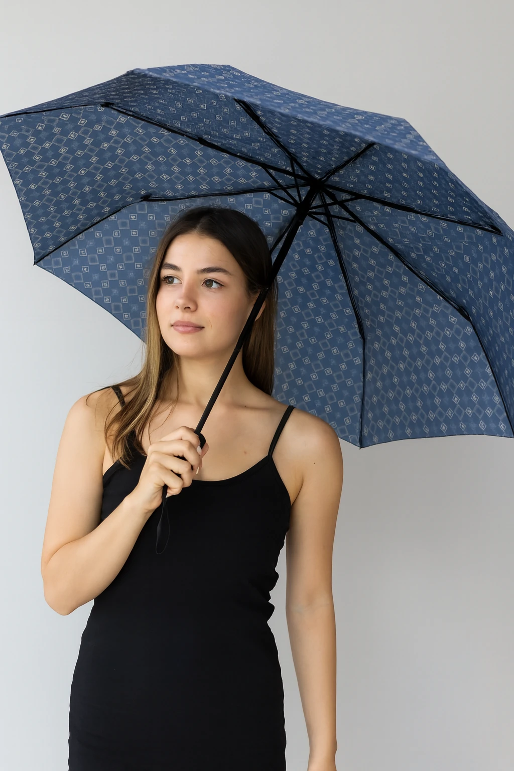 Yeni Geometrik Buz Mavi Şemsiye Otomatik Full Fonksiyon Acma Kapama Fiber Tel Kaliteli Şemsiye 01 S