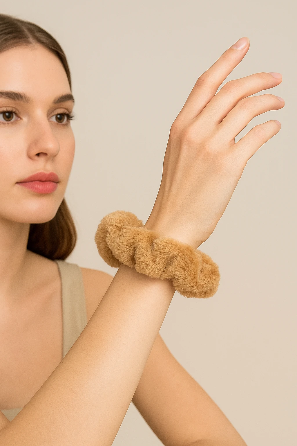 Peluş Simit Yuvarlak Büzgülü Lastikli Toka 5'li