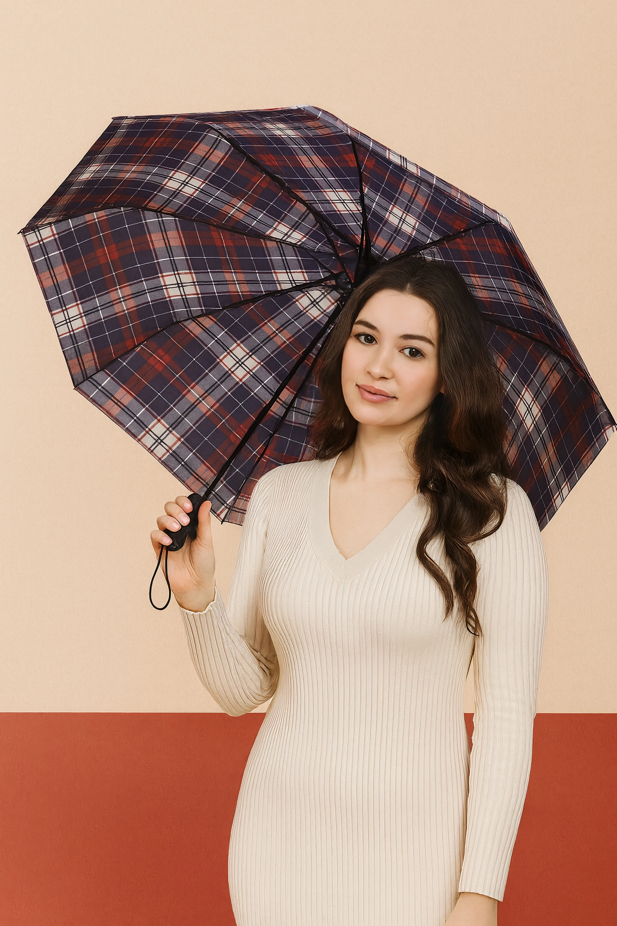 Ekoseli Otomatik Fonksiyon Açma Kapama Kılıflı Ekoseli Unisex Kaliteli Şemsiye