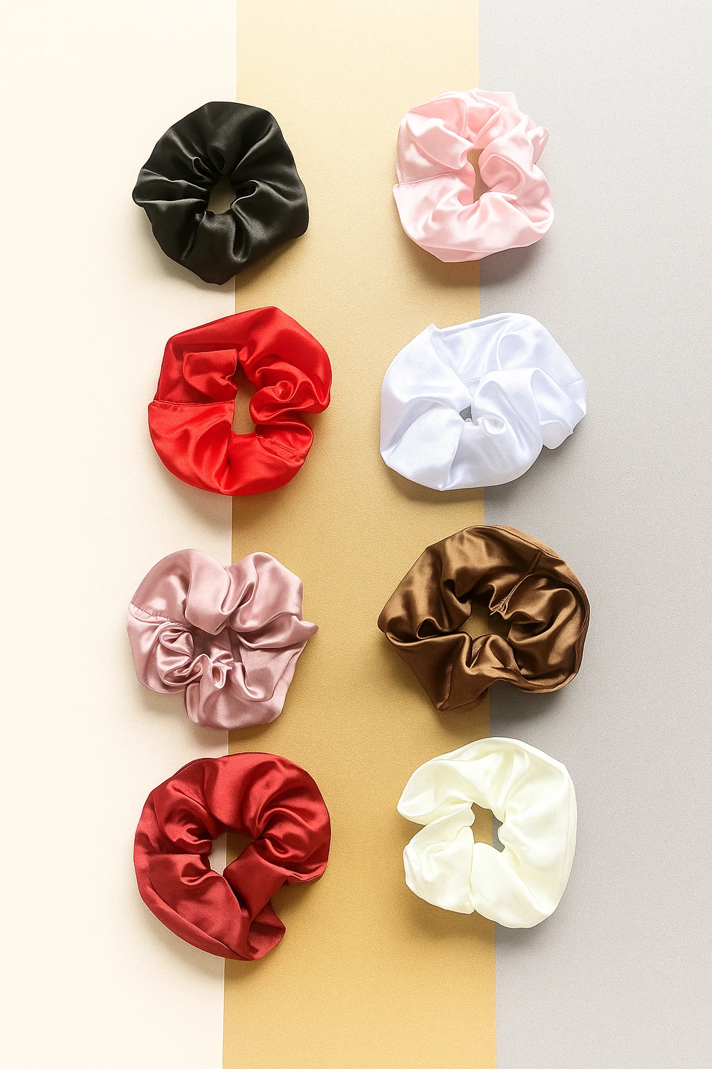 Saten Simit Lastikli Saç Toka Seti 8'lI