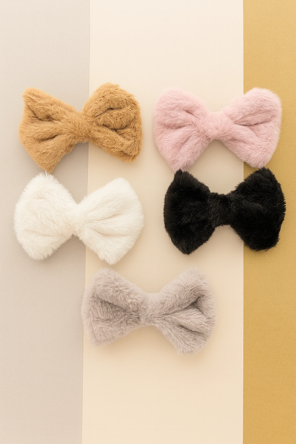 Papyon Peluş Yumuşak Kurdela Otomatik Toka Çocuk / Yetişkin 5'li Set - Çok Renkli̇