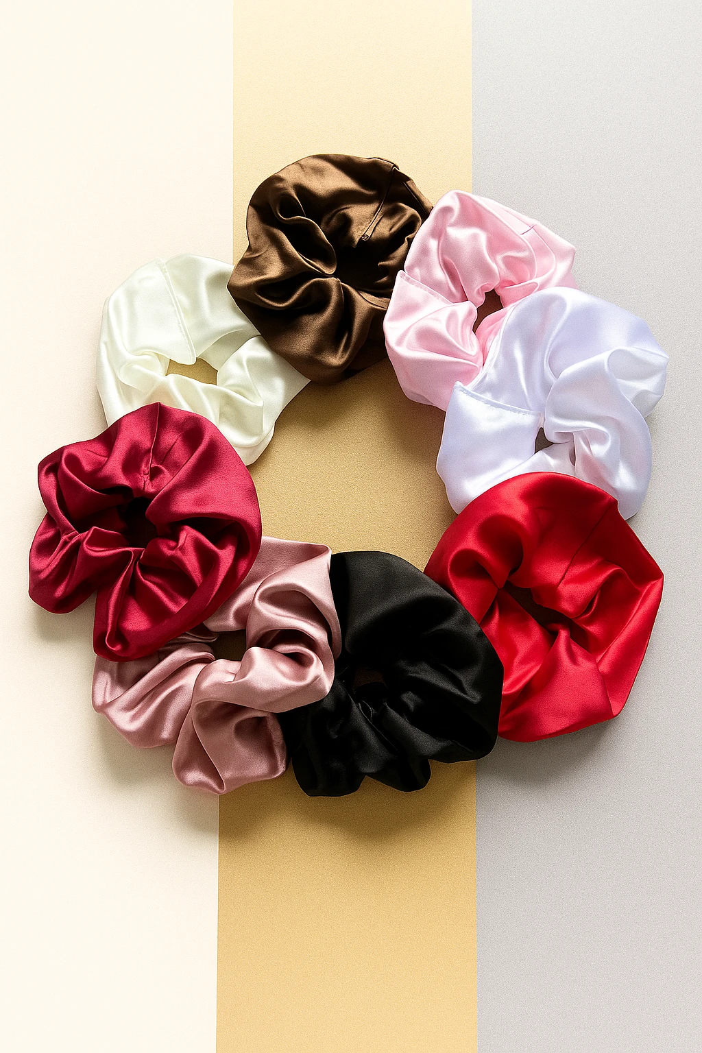 Saten Simit Lastikli Saç Toka Seti 8'lI - Çok Renkli̇