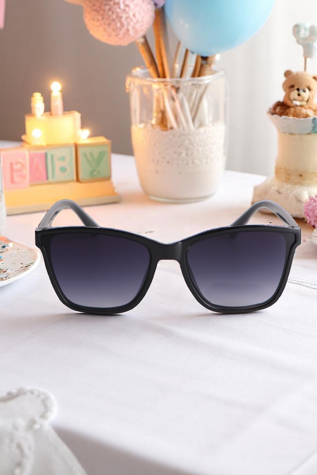 Kare Tanca Çocuk  Unisex Güneş Gözlüğü - Siyah