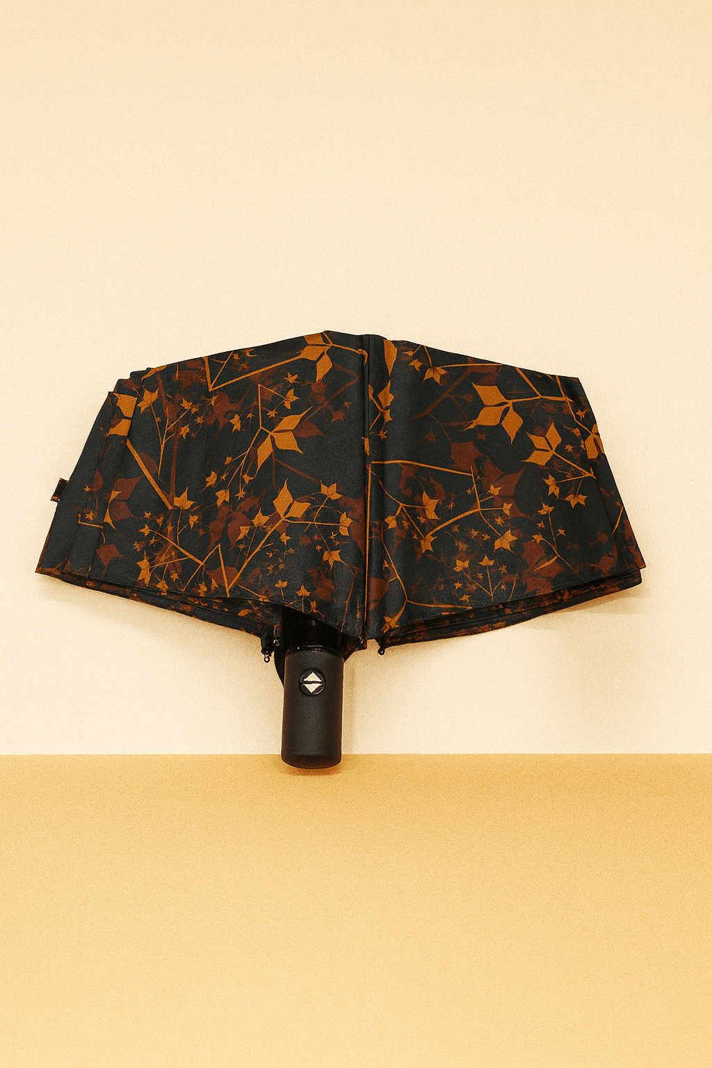 Sonbahar Turuncu 20 L Otomatik Full Fonksiyon Açma Kapama Fiber Tel Kılıflı Desenli Kadın Kaliteli Lüx Şemsiye