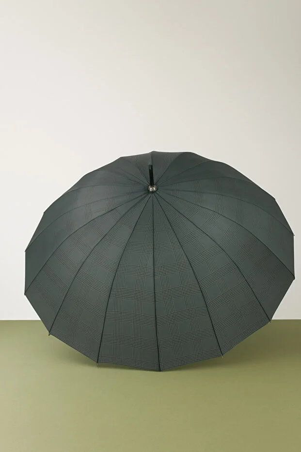 16 Telli MCR 40 Kaliteli Kareli Desenli Kırılmaz Şemsiye