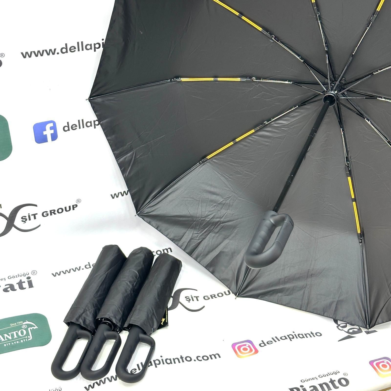 Hook Kancalı Siyah Kılıflı Unisex Kaliteli Full Otomatik Şemsiye - Siyah