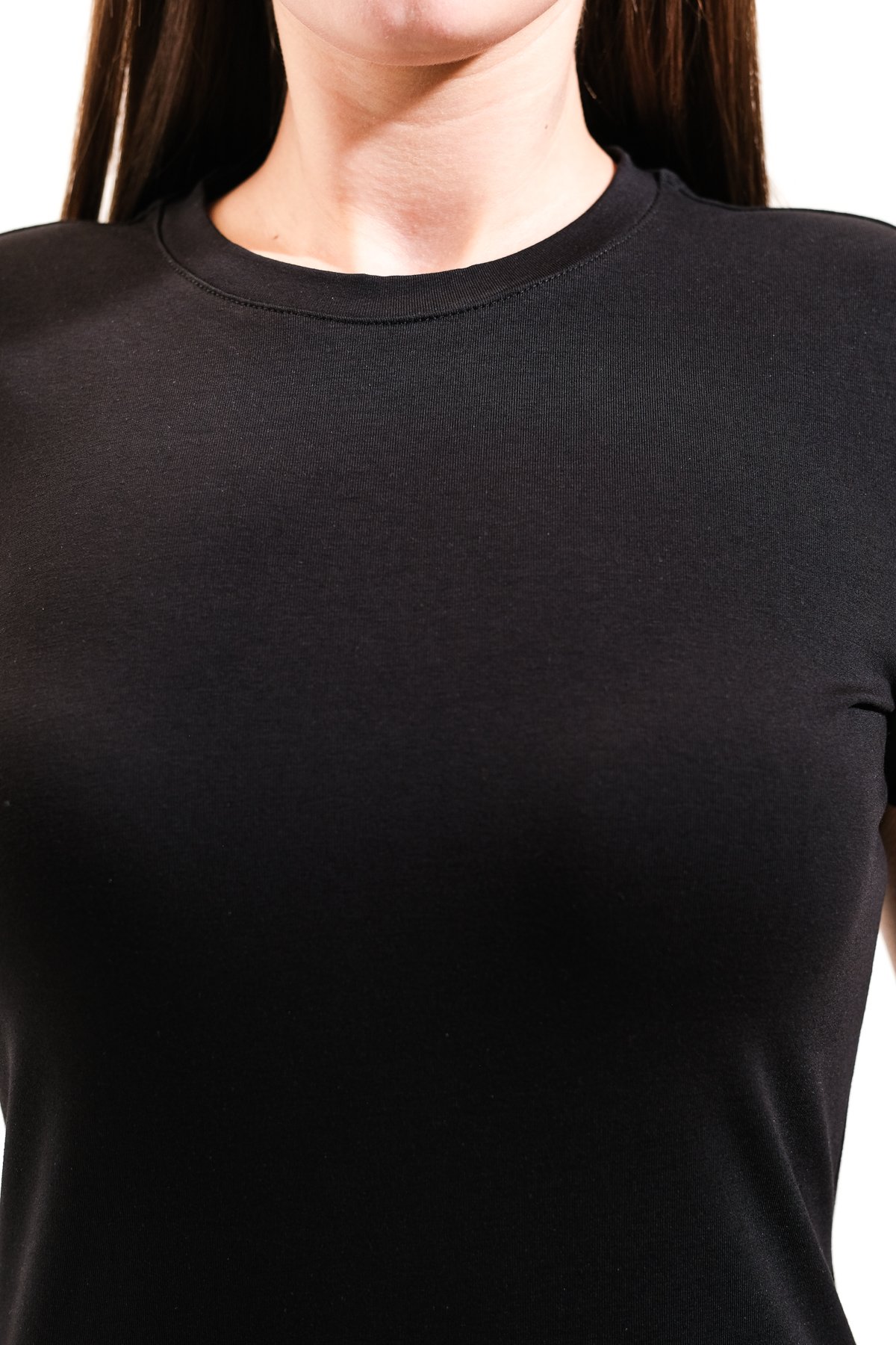 725400_Kadın Bisiklet Yakalı, Kısa Kollu, Midi Boy, Düz, Likralı Örme Elbise