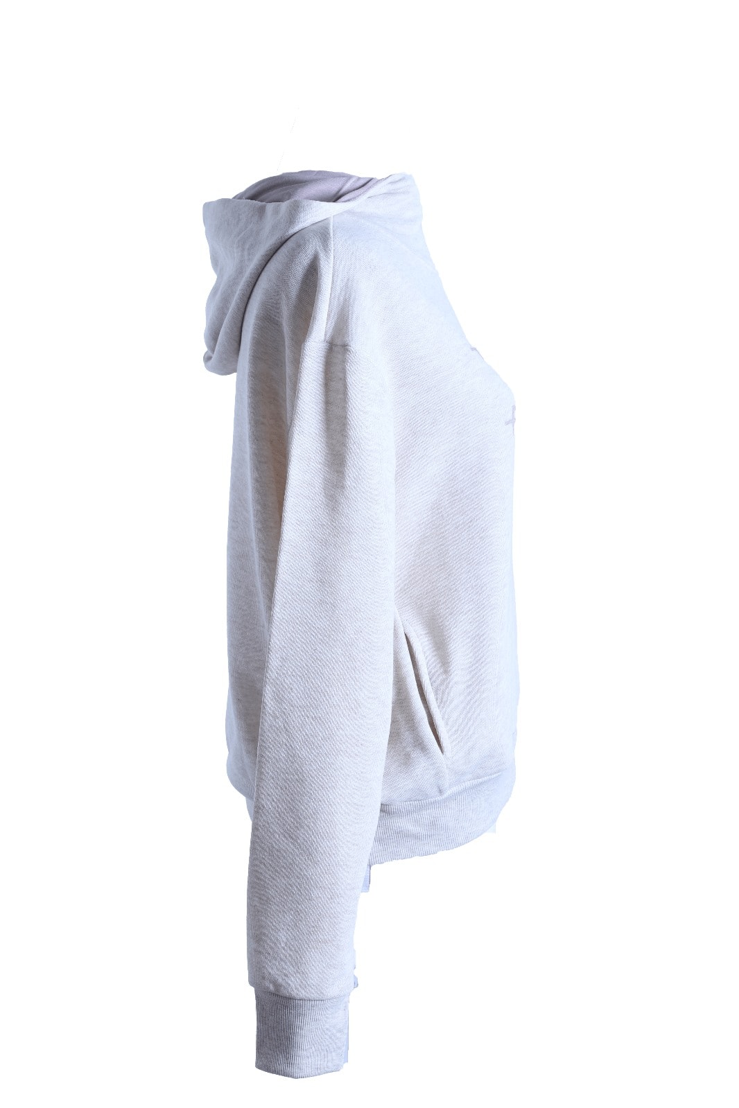 724507_ Kadın Yüksek Yaka Kapüşonlu Cepli Oversize Sportif Trend Sweatshirt - Bej Melanj