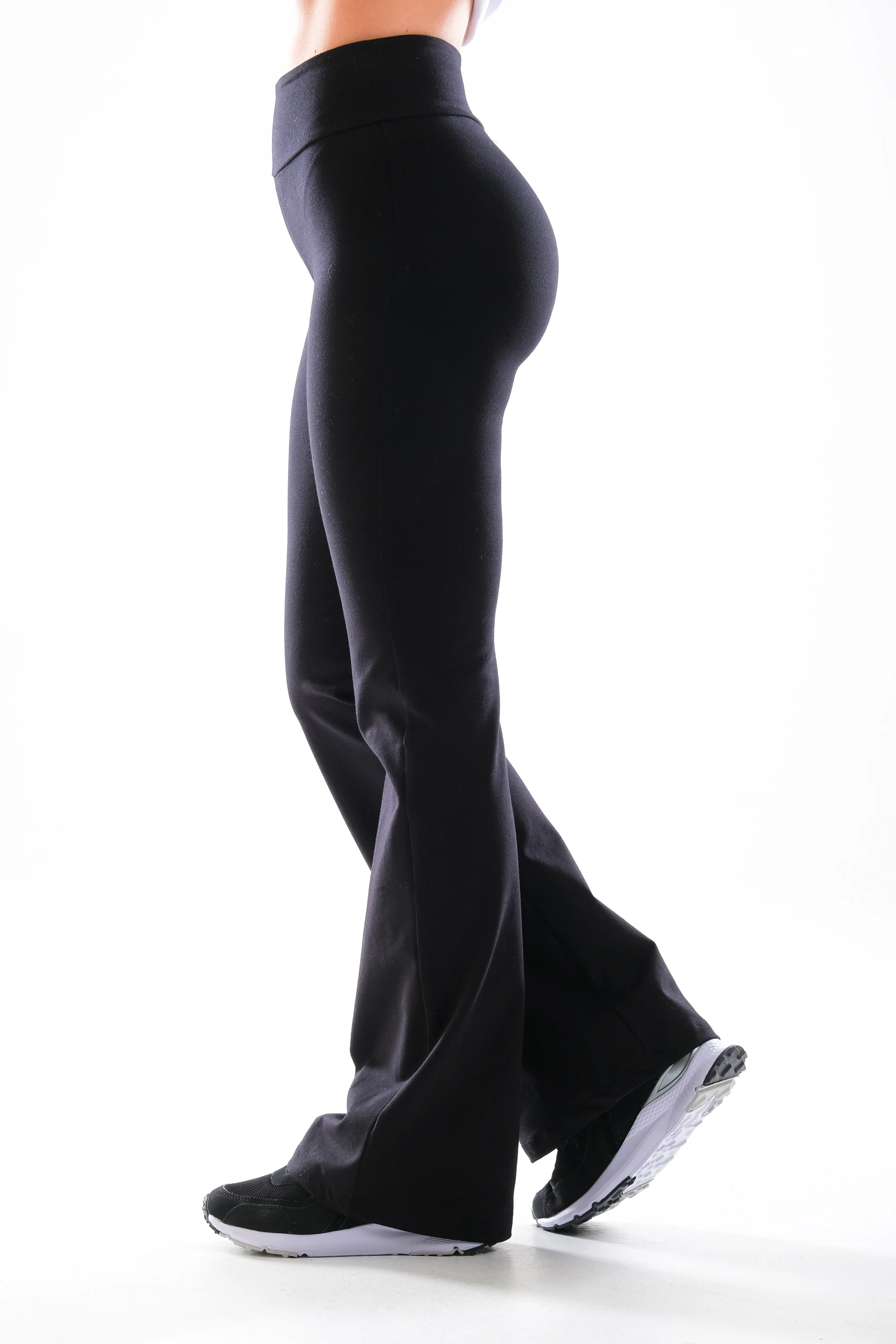 725011_Kadın Toparlayıcı Yüksek Bel Flare Spor Tayt Pantolon Full Likra Diz İzi Yapmaz Pamuklu