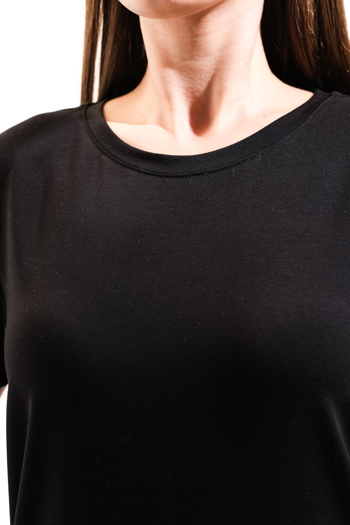 725108_Kadın Sportif Likralı Basic Kısa Kollu Tshirt