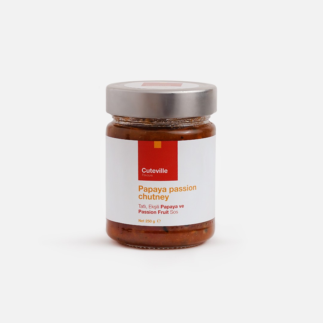 Papaya & Passion Fruit Chutney – Tatlı Ekşi Tropikal Sos (Katkısız, Cam Kavanoz, 300g)