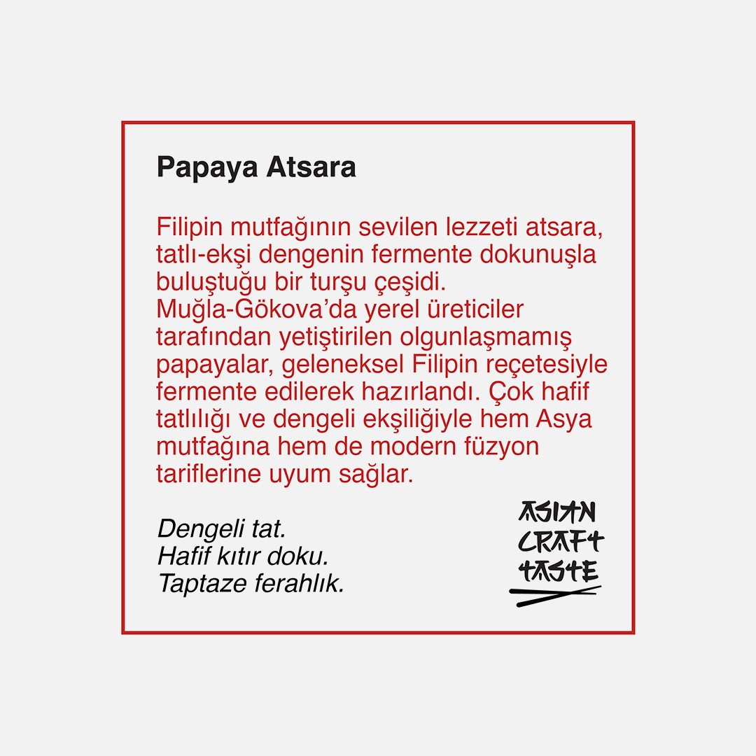 Filipin Usulü Fermente Papaya Turşusu (KATKISIZ, CAM KAVANOZ, 300G)