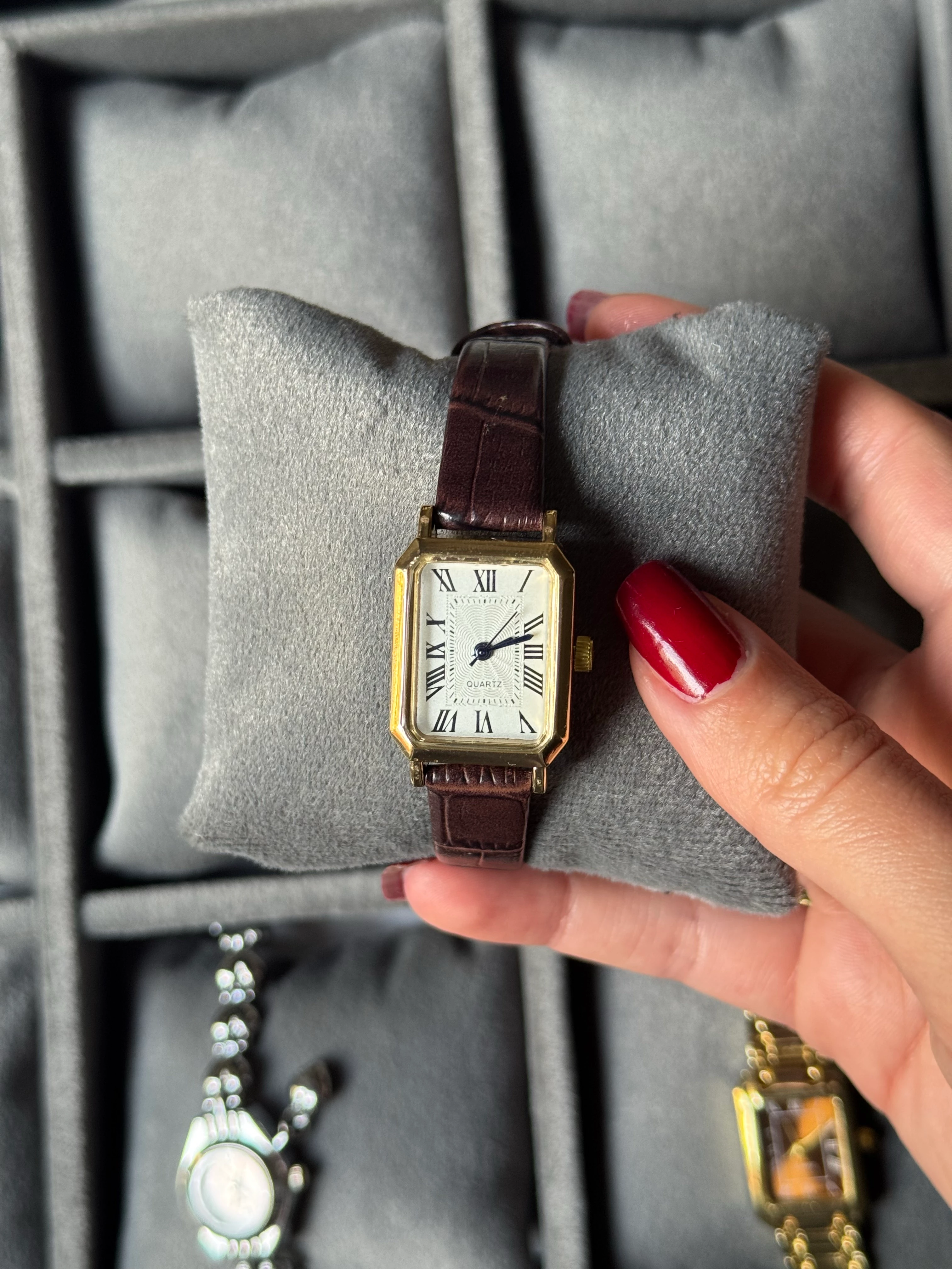 Retro Kahverengi Deri Kordon Saat