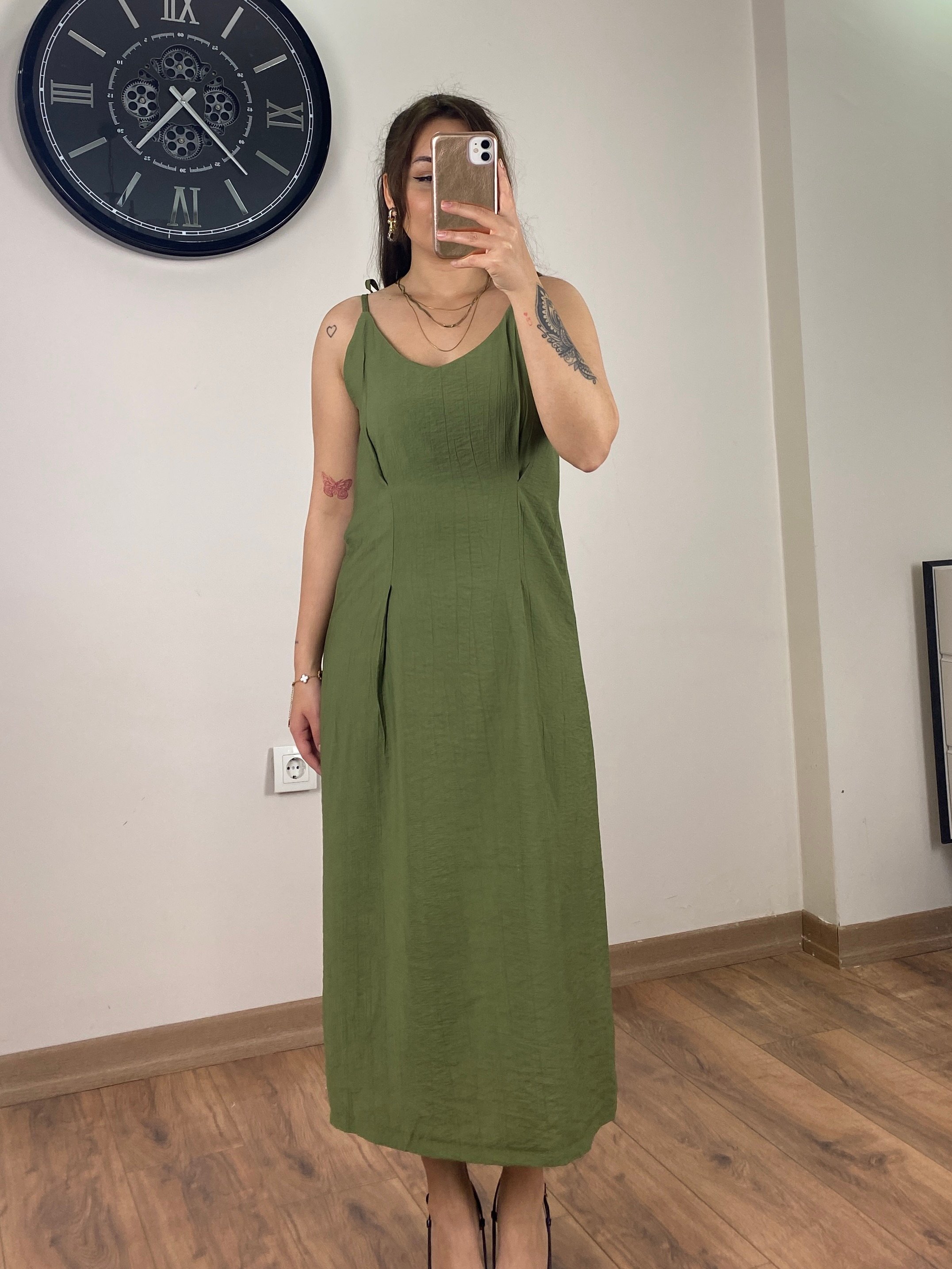 Tensel Modal Kumaş Askılı Elbise