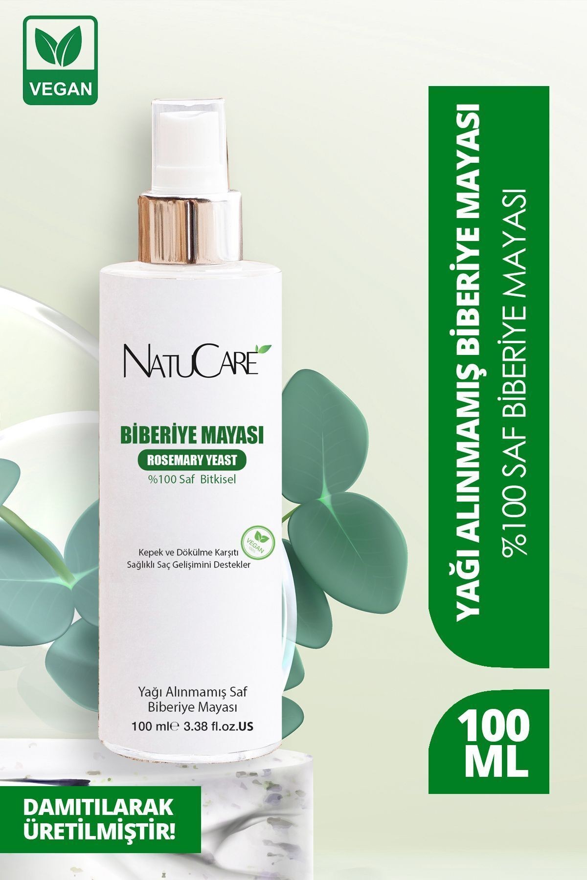 Dökülme Ve Kepek Önleyici Saç Toniği %100 Saf Biberiye Mayası 100ml