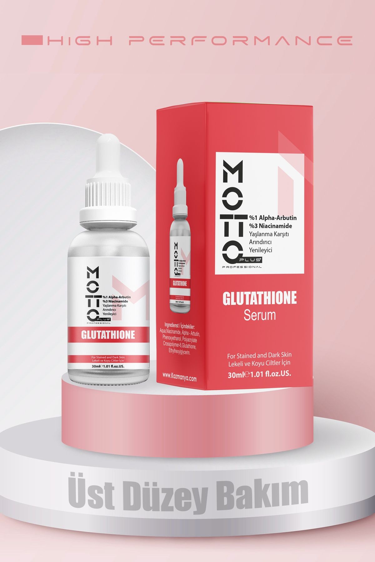 GLUTATYON %1 Alpha-Arbutin ve %3 Niacinamide Üst Düzey Arındırıcı Yaşlanma Karşıtı Bakım Serumu 30ml