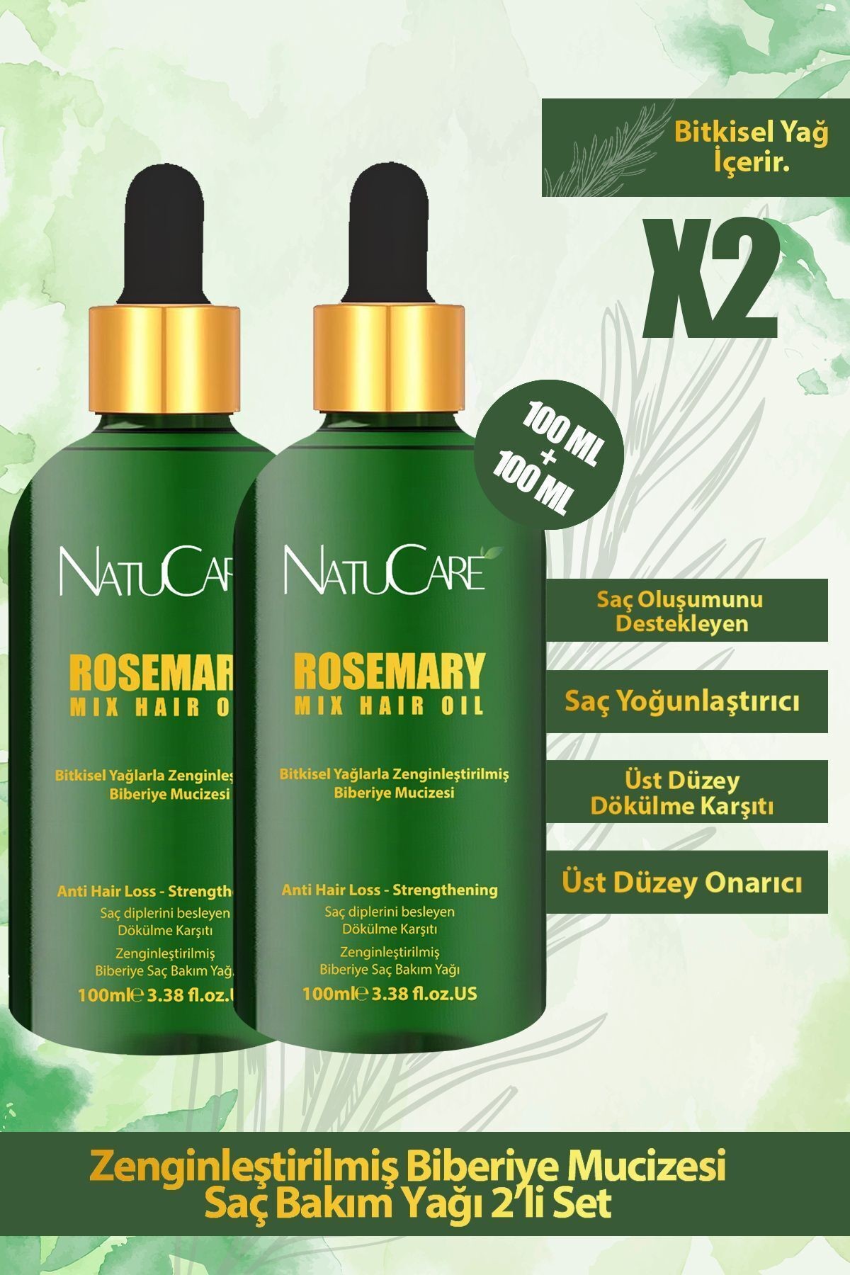 Biberiye Yağı Complexi Saç Dökülmesi Ve Yıpranmış Saçlar Için Hızlı Uzatma Etkili 100ml X2