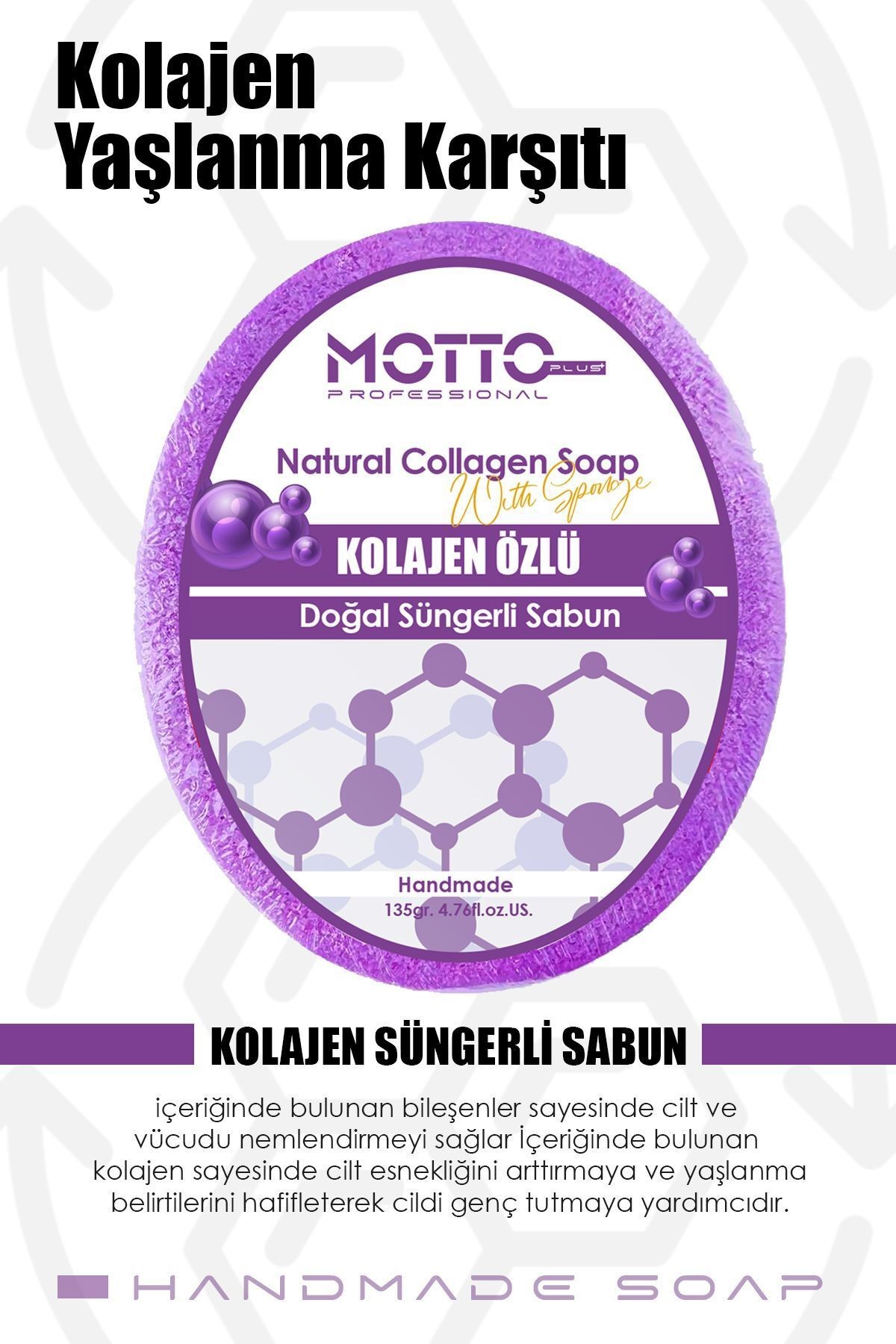 Yaşlanma Belirtilerine Karşı Etkili Oval Kolajen Süngerli Sabun 135 Gr.