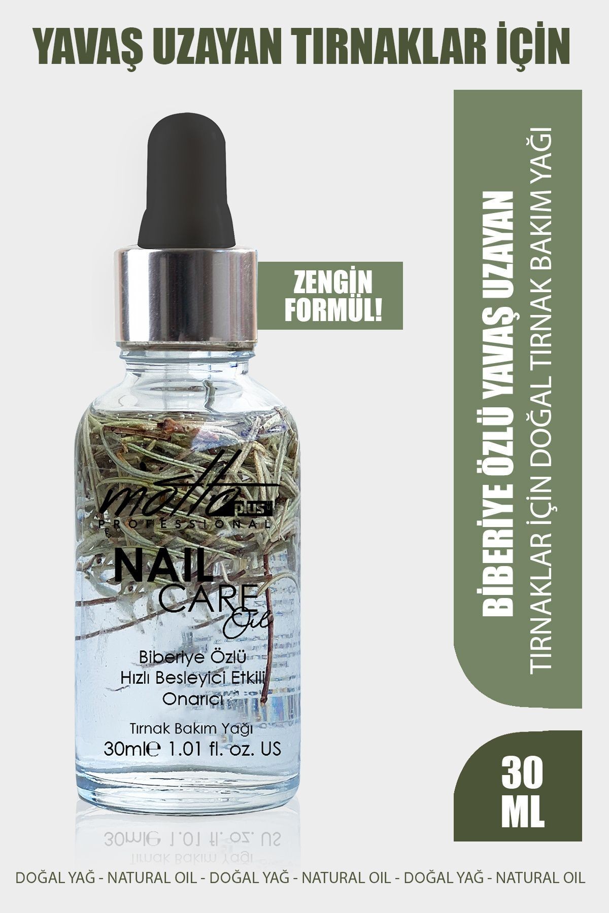 Yavaş Uzayan Tırnaklar Için Biberiye Özlü Doğal Tırnak Bakım Yağı 30ml