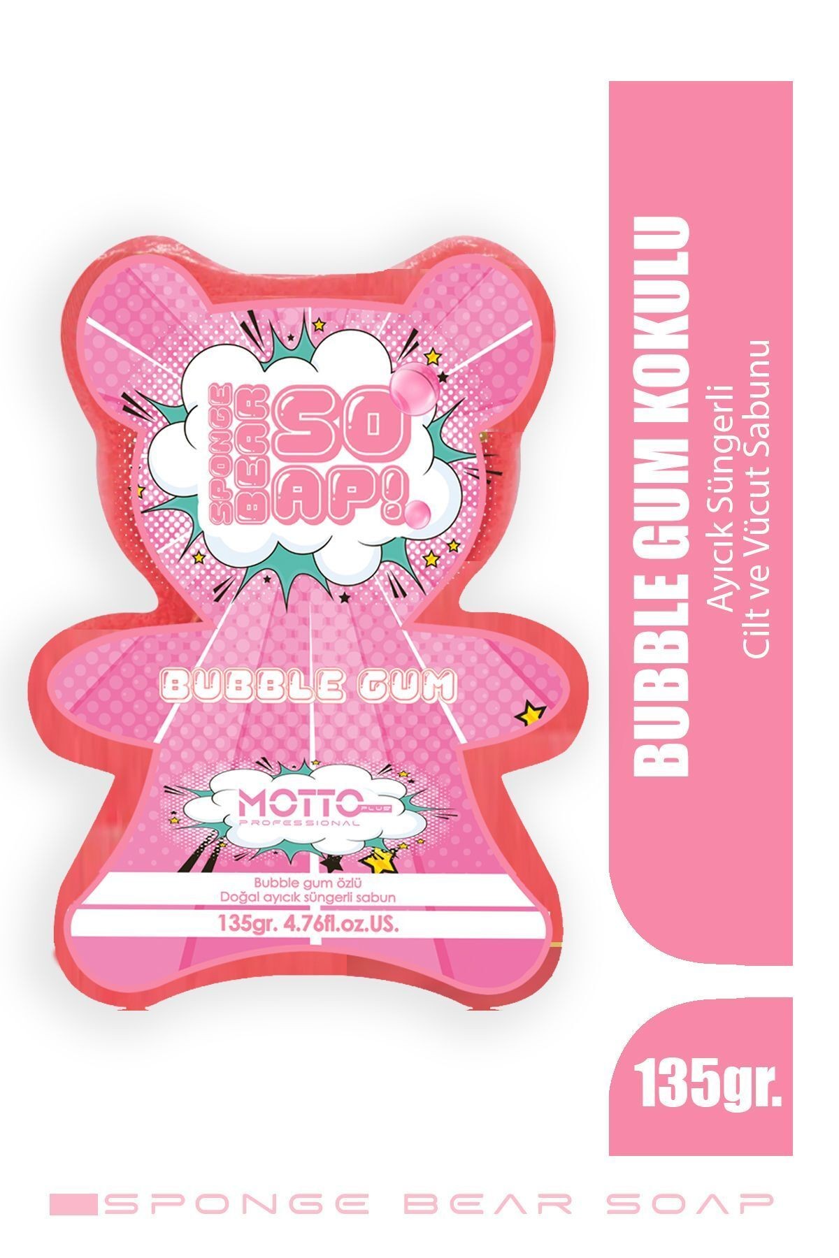 Doğal Bubble Gum Kokulu Kids Süngerli Sabun Pembe 135gr.