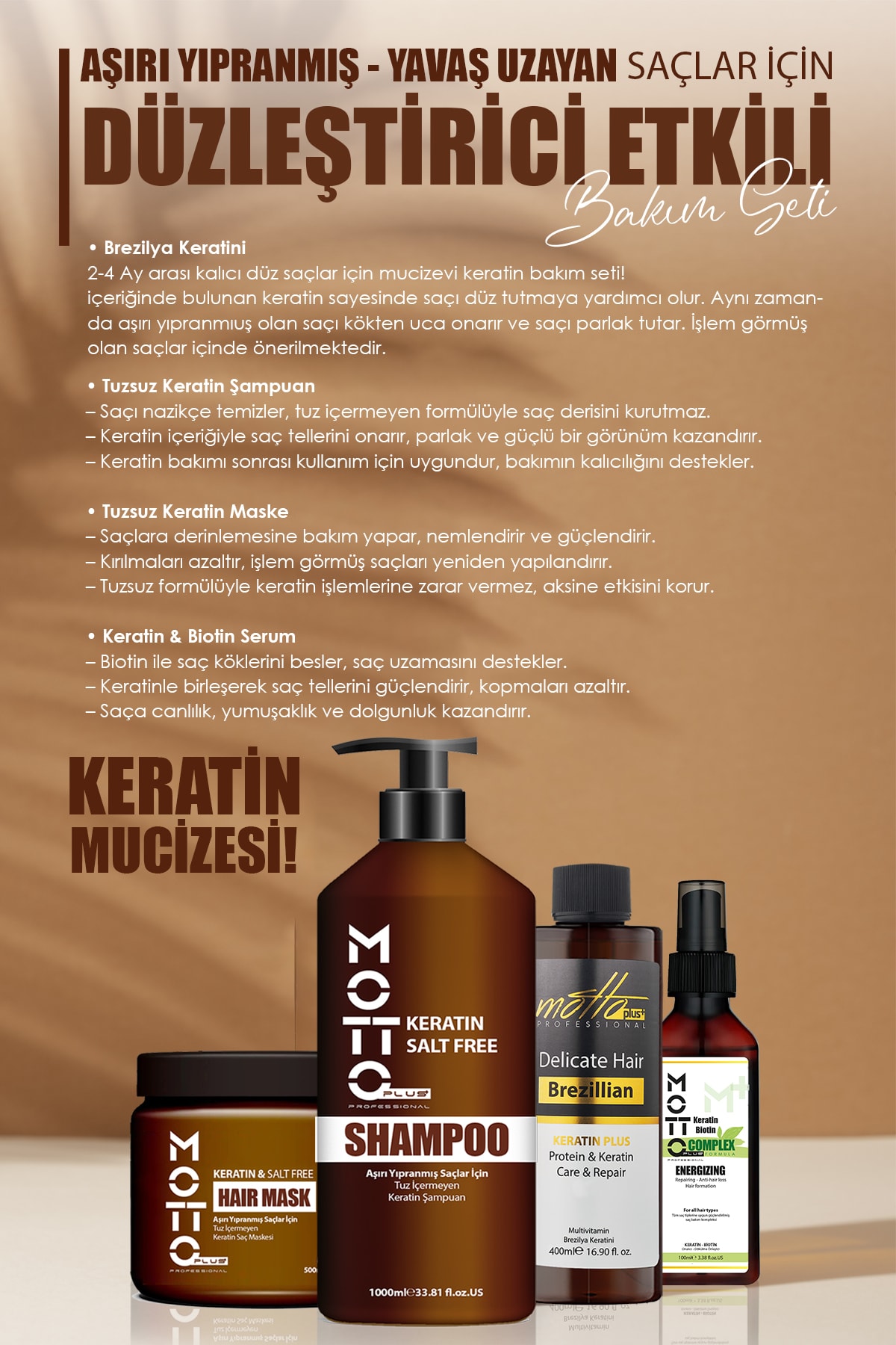 4'Lü Brezilya Fönü Şampuan Keratin Saç Düzleştirici Botox Bakım Seti (KERATİN-ŞAMPUAN-MASKE-SERUM)