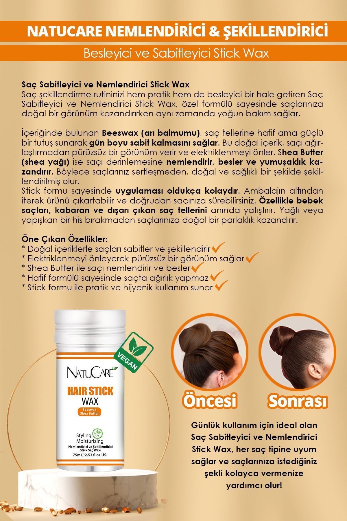 Şekillendirici Ve Hacim Verici Stick Wax 75ml