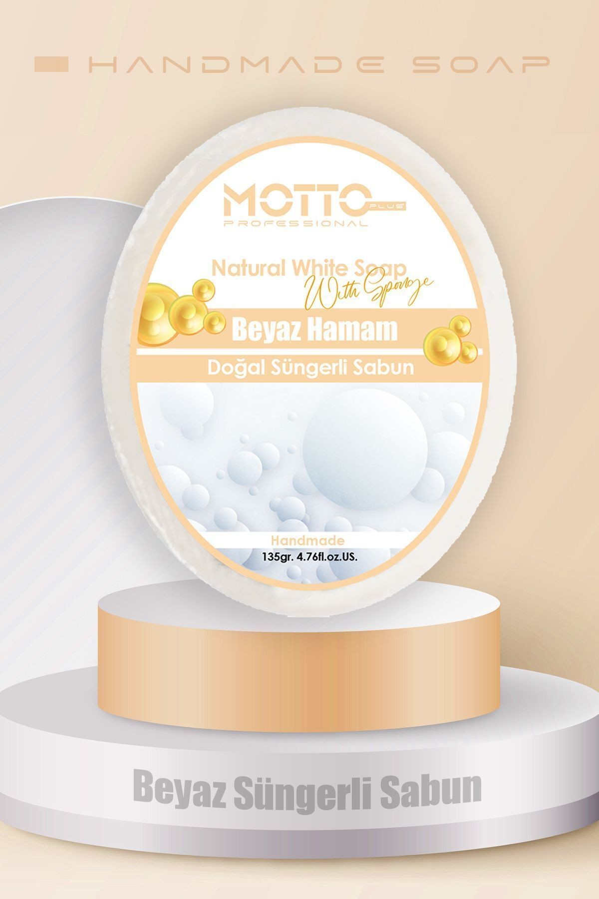 Beyaz Sabun Kokulu Doğal Oval Hamam Süngerli Sabunu 135 Gr.