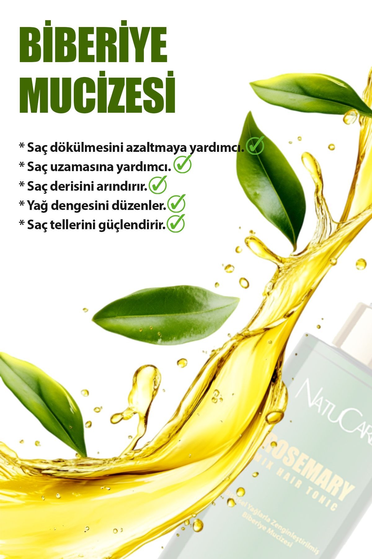 Saç Dökülmesine Karşı Ve Hızlı Uzatma Etkili Biberiye Yağı 100ml