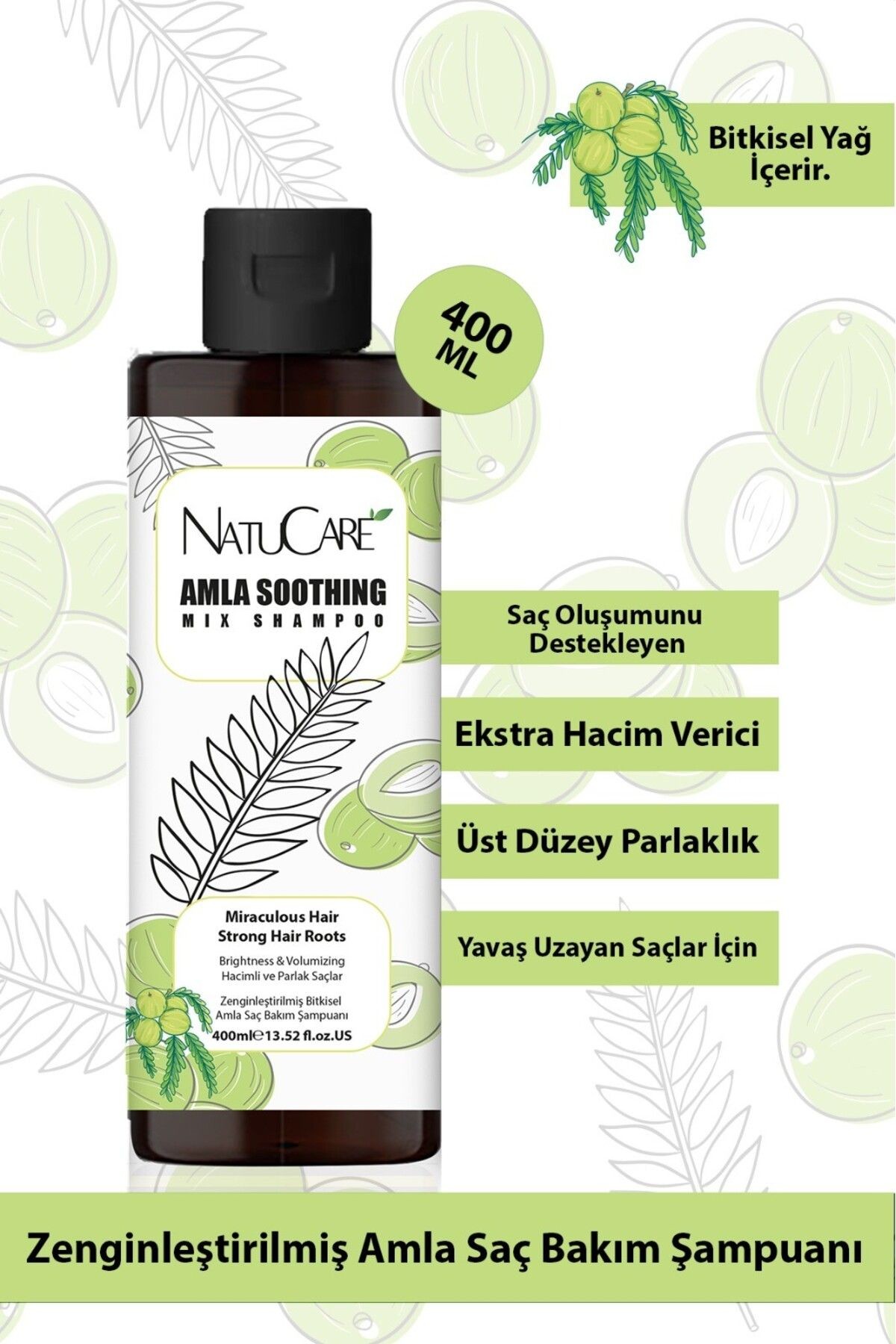 Üst Düzey Parlaklık Ve Hızlı Uzama Etkili Amla Saç Bakım Şampuanı 400ml