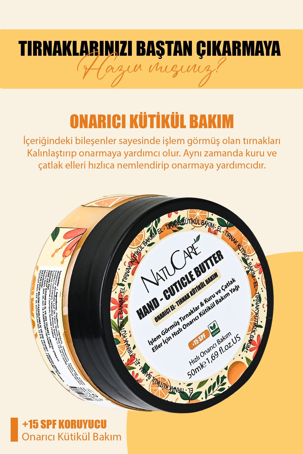 Hand & Cuticle Butter El-tırnak Hızlı Onarıcı Bakım Yağı 50gr.