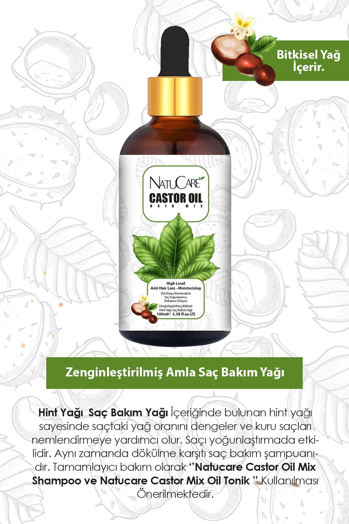 Zenginleştirilmiş Mucizevi Yağlar 3'lü Saç Bakım Seti 100 ml (AMLA-BİBERİYE-CASTOR)
